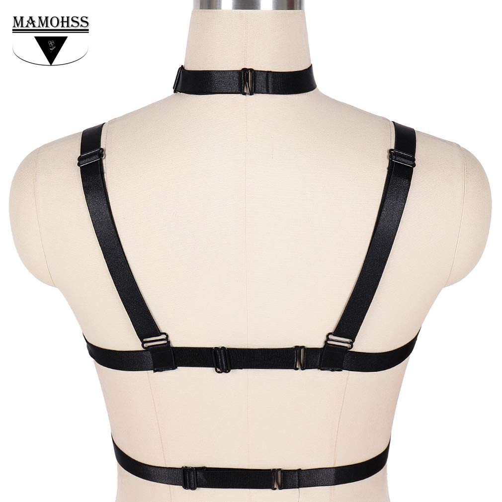 MAMOHSS Gothic Punk Strappy Lingerie Bra - Women's Fashion Elastic Harness Cage Bra for Exotic Wear | Perfect for Nightclubs, Costume Parties & Boudoir Photography