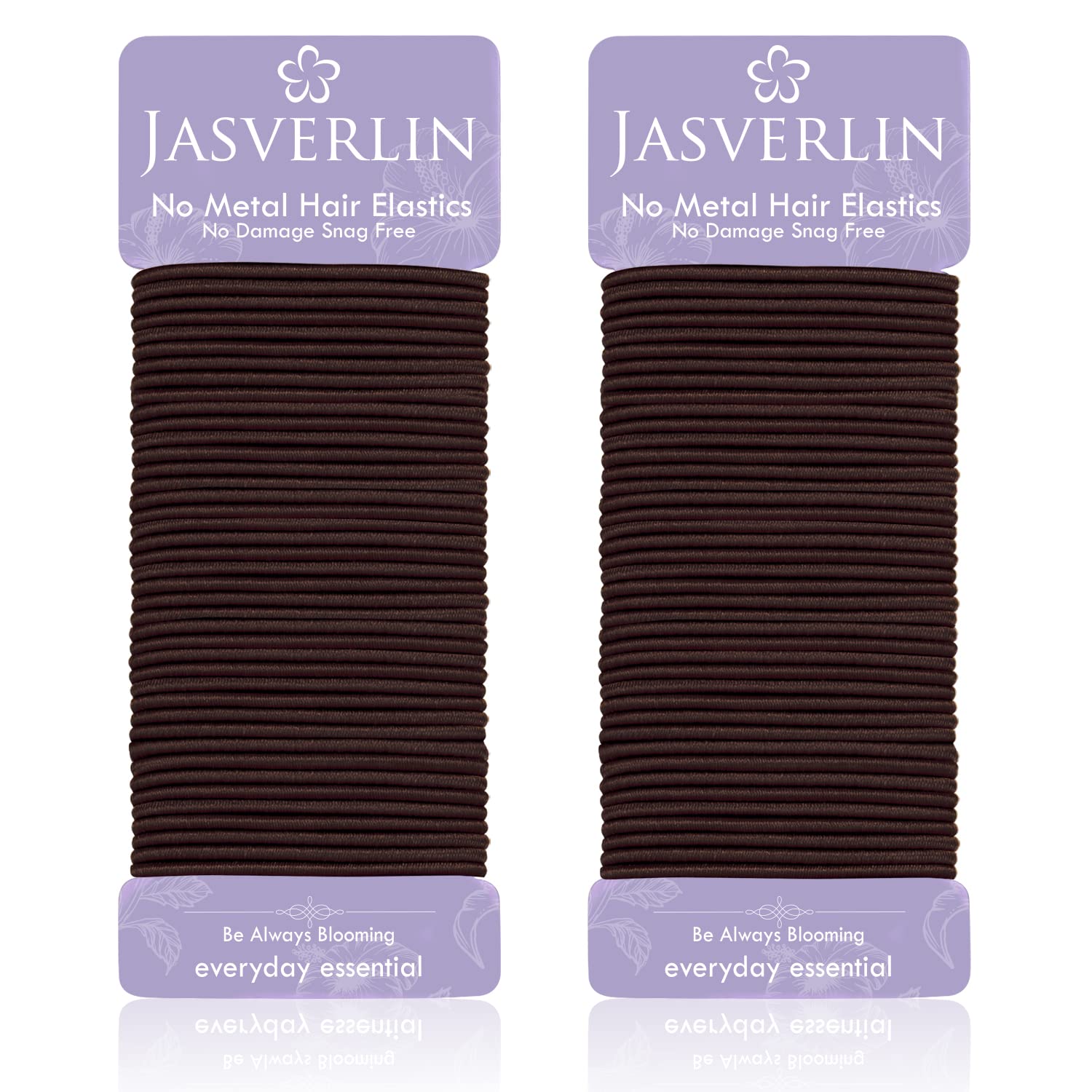 Dark Brown Thin Small Elastic Hair Ties - 2mm No Slip Hair Bands for Women & Kids (80 Pack) | Strong Ponytail Holders for Fine to Medium Thick Hair | Perfect for School, Workout, Yoga & Daily Styling