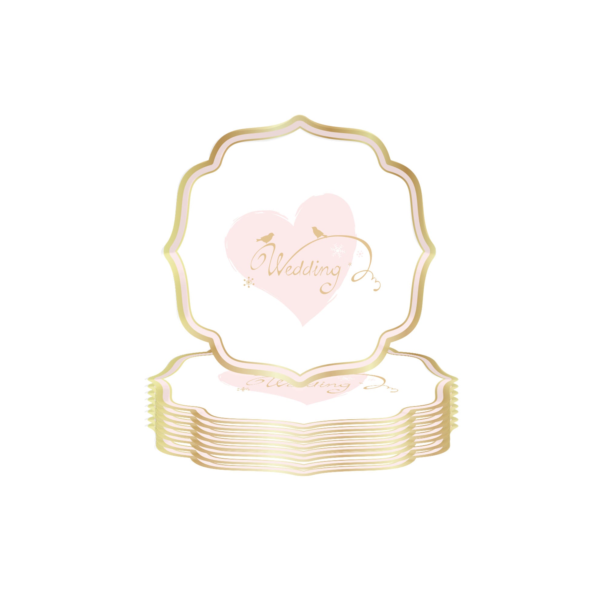 Blushing Hearts Large 9 Inch Disposable Paper Plates - 8 Count Pack - Perfect for Birthday Parties, Picnics & Family Gatherings