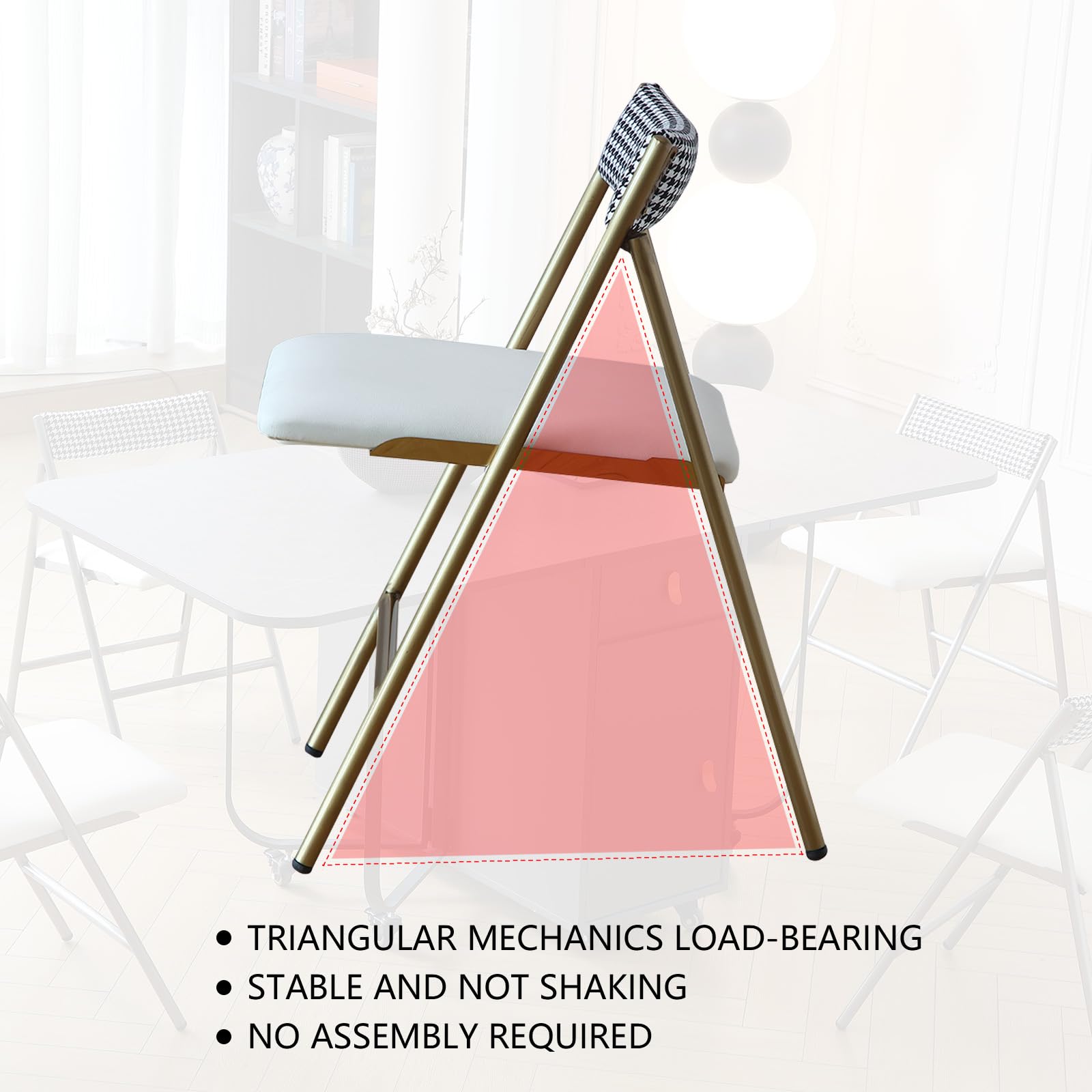 FUNROLUX 2-Pack Folding Dining Chairs with Padded Seat - Metal Foldable Chairs for Kitchen, Dining Room, Party & Outdoor Events - Space-Saving Gold Chairs (Perfect for Small Spaces & Entertaining)