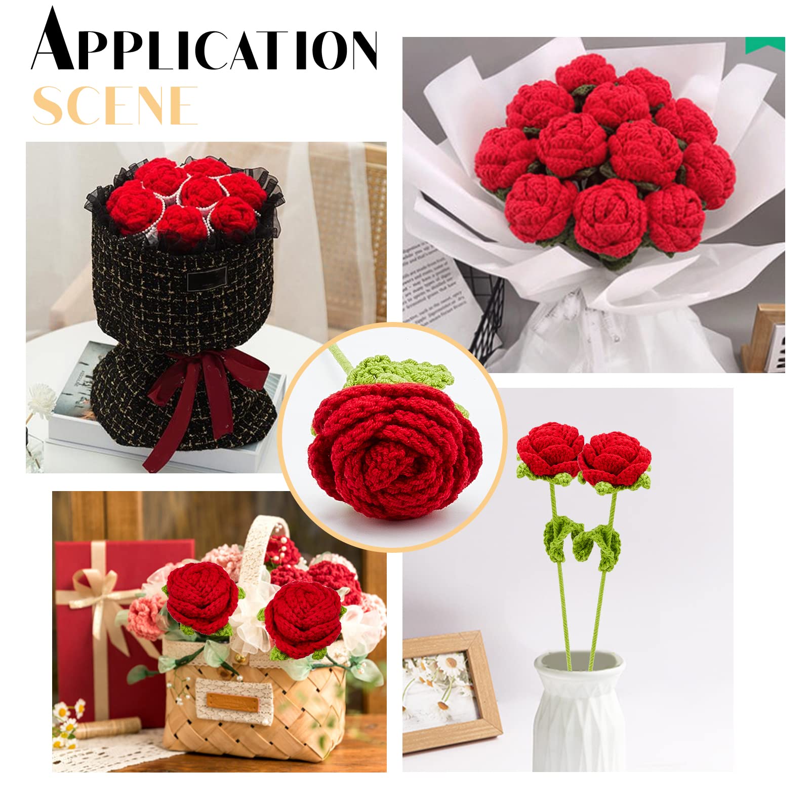 Handmade Knitted Rose Flower - 2pcs Set with Gift Bag, Artificial Crochet Red Roses for Wife, Girlfriend, Lovers - Perfect for Birthday, Anniversary, Valentine's Day & Romantic Home Decor
