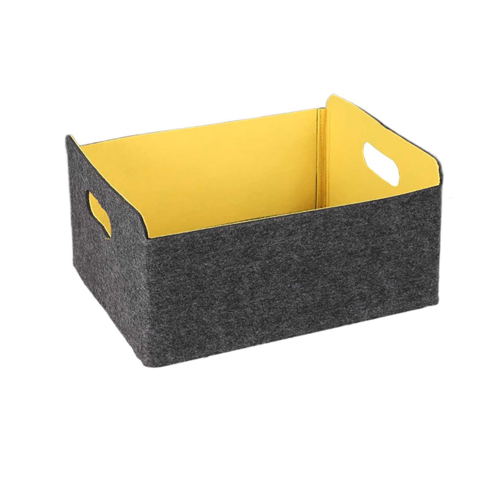 Foldable Felt Storage Basket - Multipurpose Organizer Box for Office, Bedroom, Closet & Nursery - Portable Yellow Felt Bin for Home Organization & Baby Essentials Storage