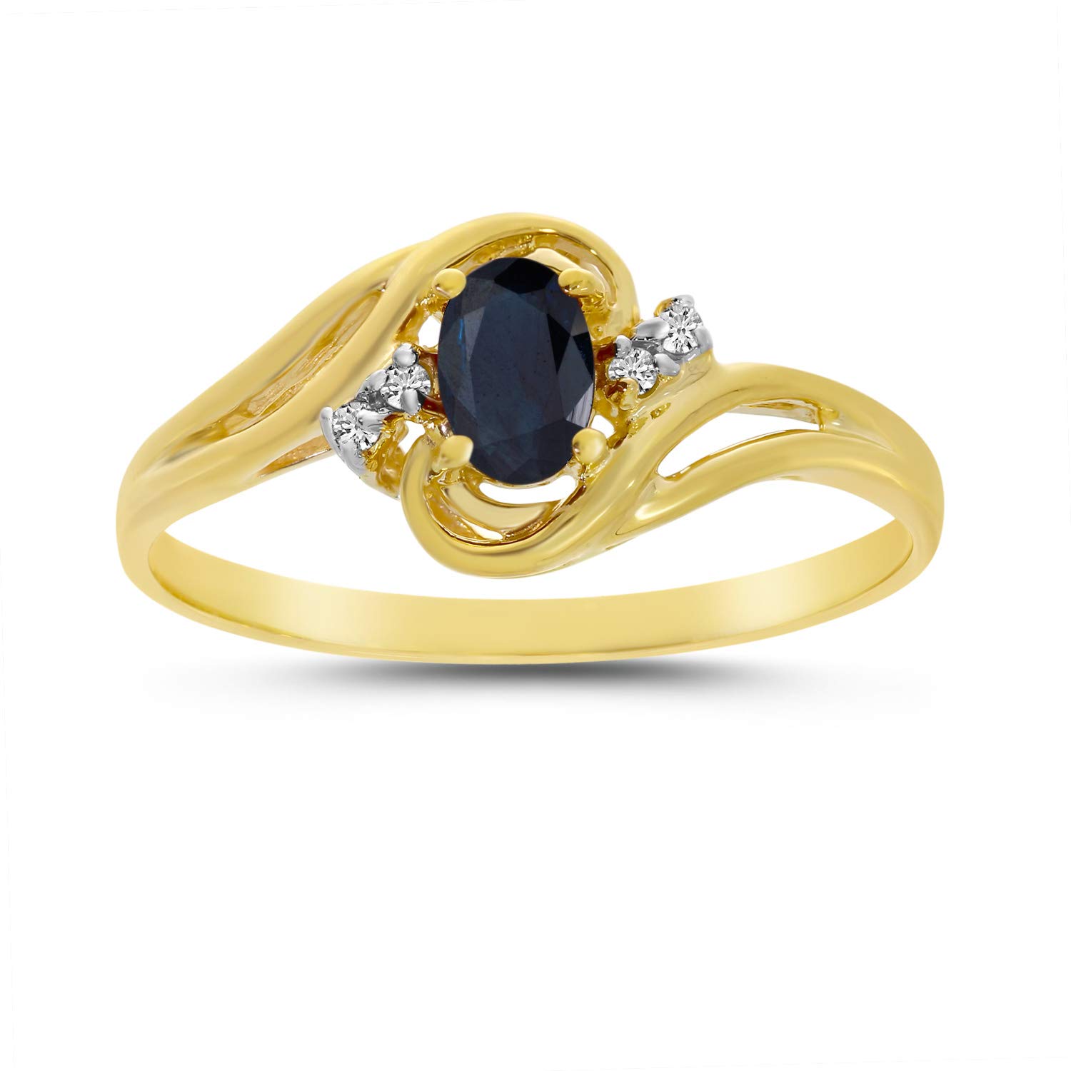 14K Yellow Gold Oval Sapphire and Diamond Ring for Women - Elegant Engagement, Wedding, or Anniversary Jewelry Gift