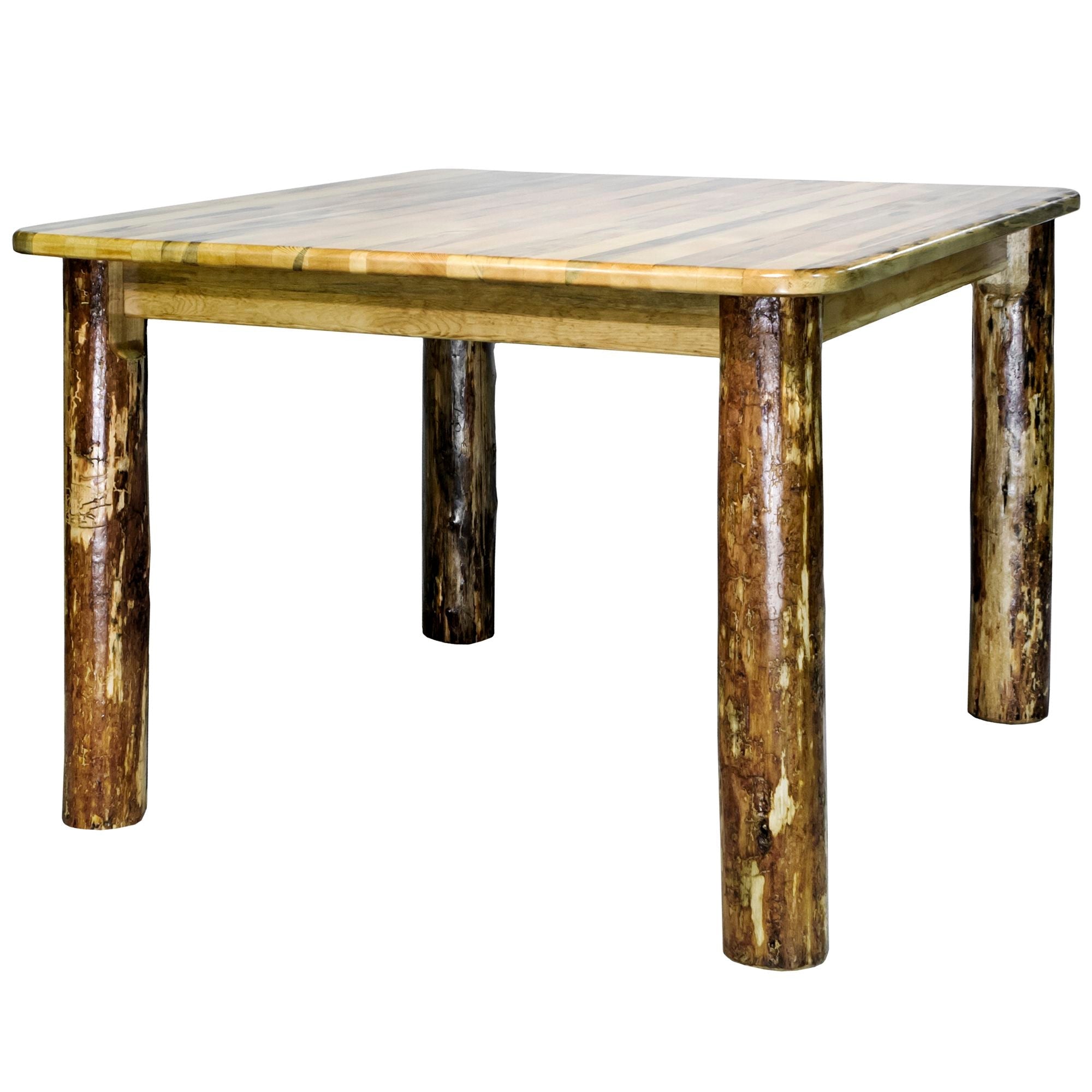 Glacier Country Square 4-Post Dining Table - Rustic Farmhouse Style Wooden Kitchen Table for 6-8 People - Perfect for Family Gatherings & Dinner Parties