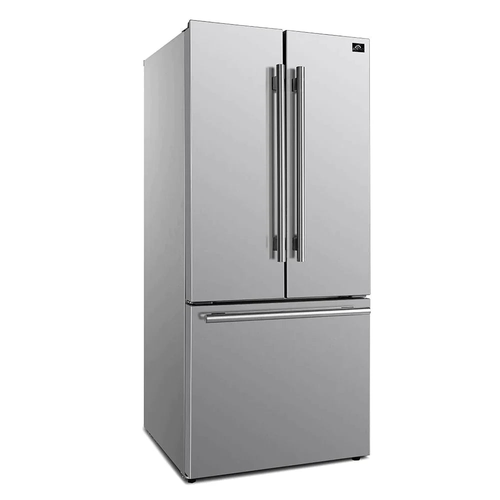 FORNO 31 Inch 17.5 cu ft Stainless Steel French Door Refrigerator with Ice Maker - Energy Efficient, Spacious Freezer & Adjustable Shelves - Perfect for Modern Kitchens & Large Families (Model: FFFFD1974 31SB)