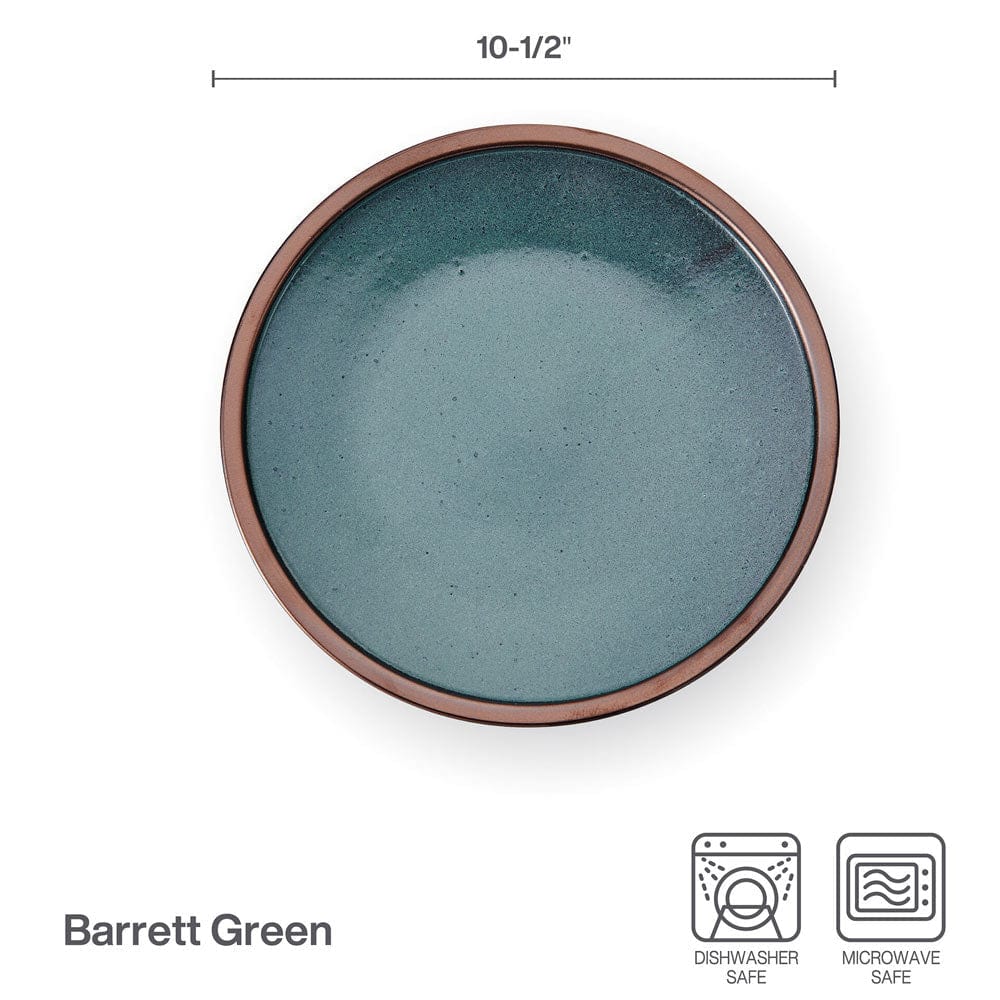 Barrett Green 4-Piece Dinner Plate Set - Elegant Ceramic Plates for Dining, Entertaining & Everyday Use - Perfect for Home, Restaurants & Special Occasions