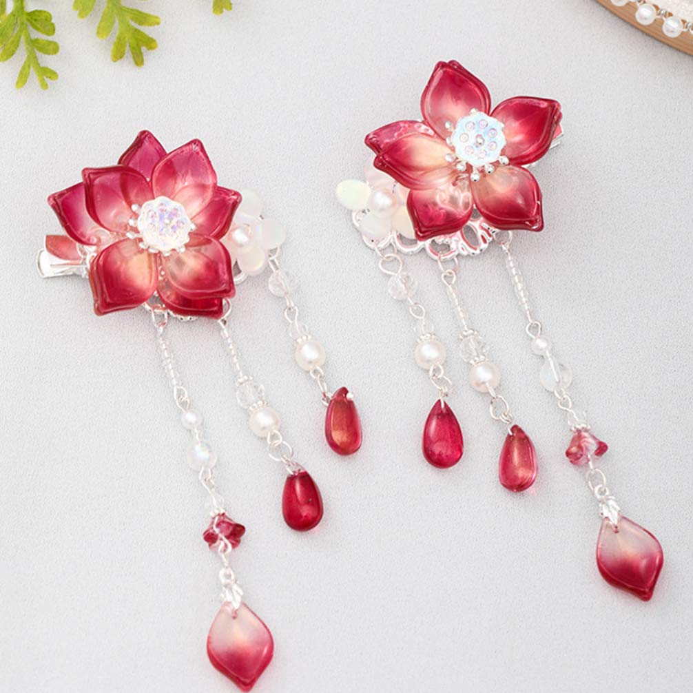 Beaupretty Flower Hair Clips for Hanfu & Tassel Hairpins - Wedding & Cosplay