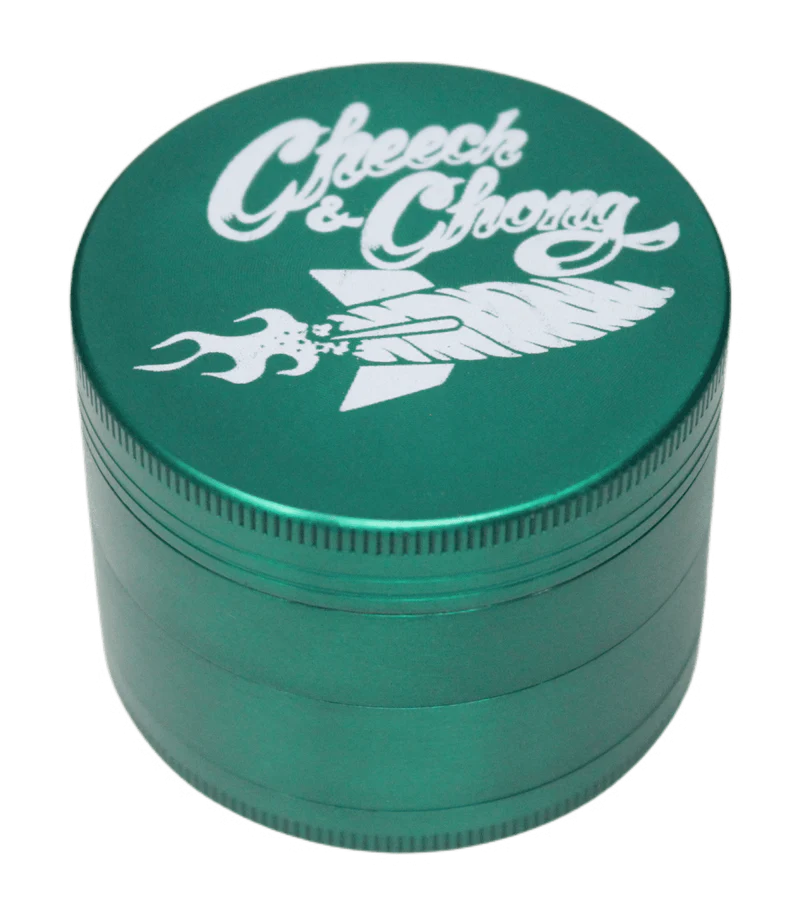 Premium Cheech & Chong 56mm 4-Piece Herb Grinder - Green | Durable Metal Spice Crusher for Fresh Herbs & Spices | Perfect for Home, Travel & Outdoor Use