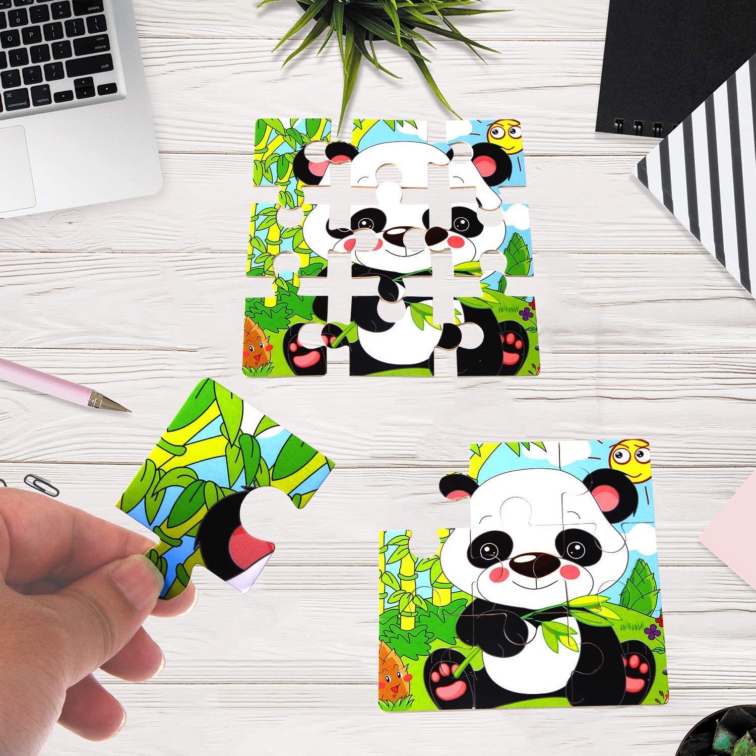 SANNIX 12 Pack Wooden Animal Puzzles for Toddlers - Educational Travel Toys for Kids Ages 2-5 | Preschool Learning & Gift Idea