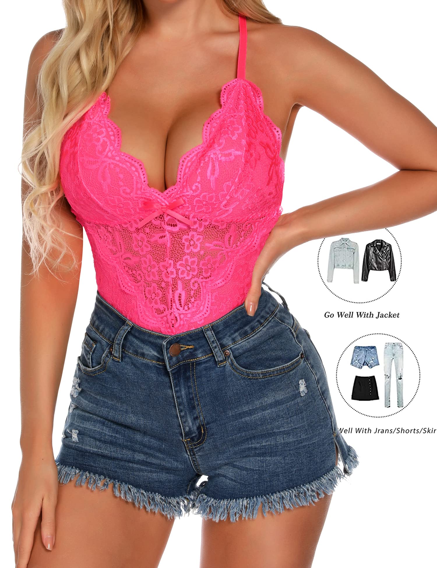 Aranmei Women's Sexy Snap Crotch Lace Babydoll Teddy Lingerie Set - Perfect for Valentine's Day, Honeymoon & Romantic Nights