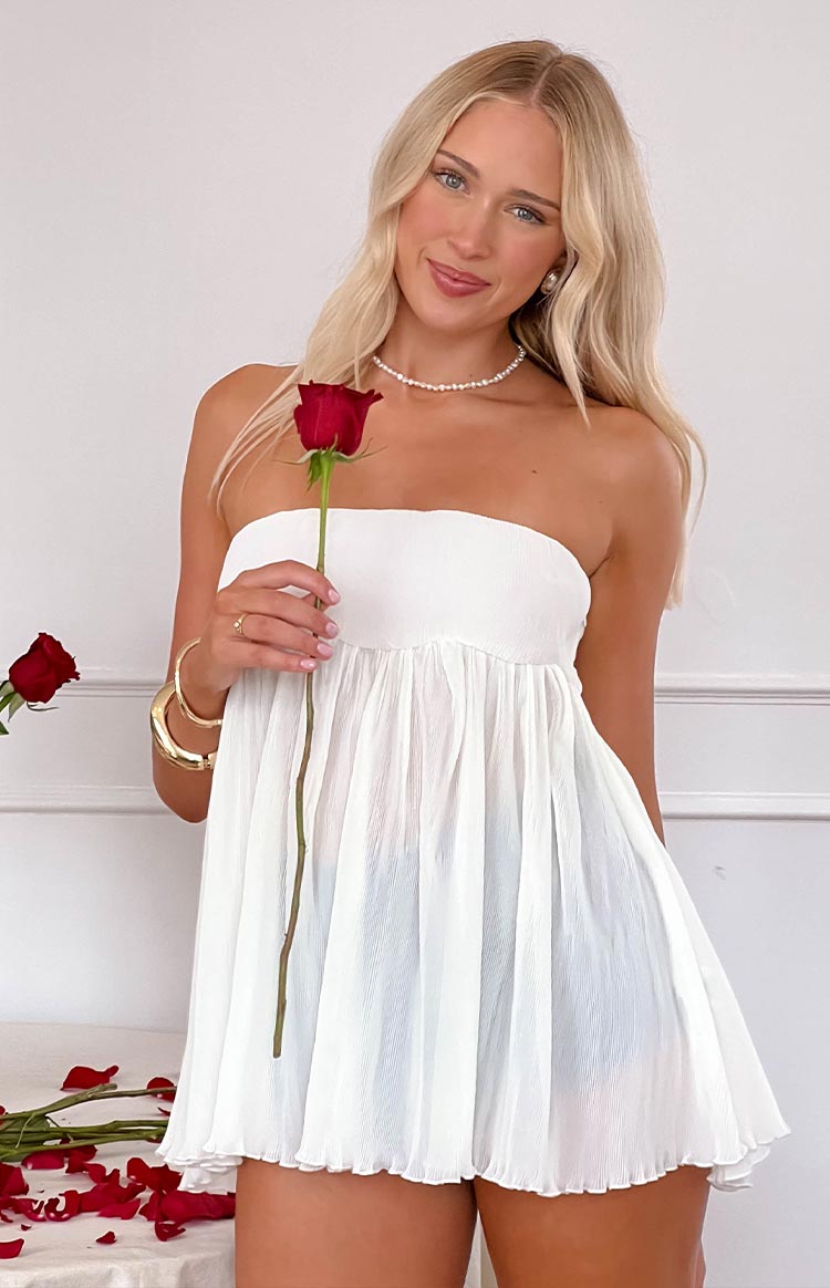 Angia Women's White Strapless Top - Sexy Sleeveless Crop Top for Summer, Beach, Party & Night Out