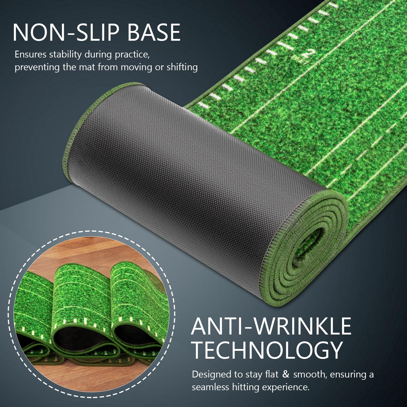 Premium Auto Ball Return Golf Putting Mat - Indoor Putting Green with Crystal Velvet Surface & Solid Wood Base - Perfect for Home, Backyard, Office Practice & Golf Gift Ideas
