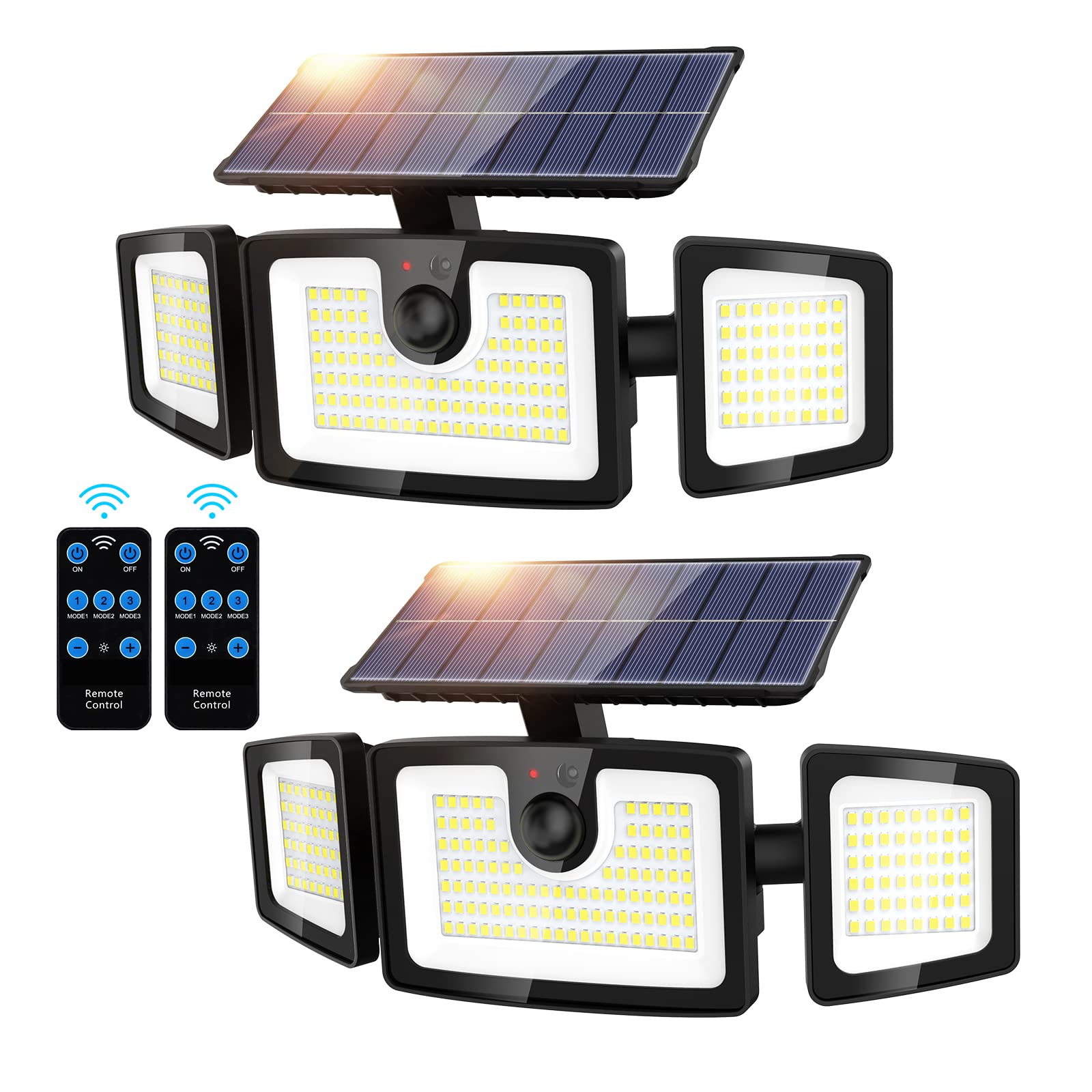 iMaihom Solar Flood Lights Outdoor - 2500LM 202 LED Security Lights with Motion Sensor & Remote Control, IP65 Waterproof, 270° Wide Angle Wall Lights (2 Pack) - Perfect for Yard, Porch, Garden, Driveway & Backyard Security Lighting