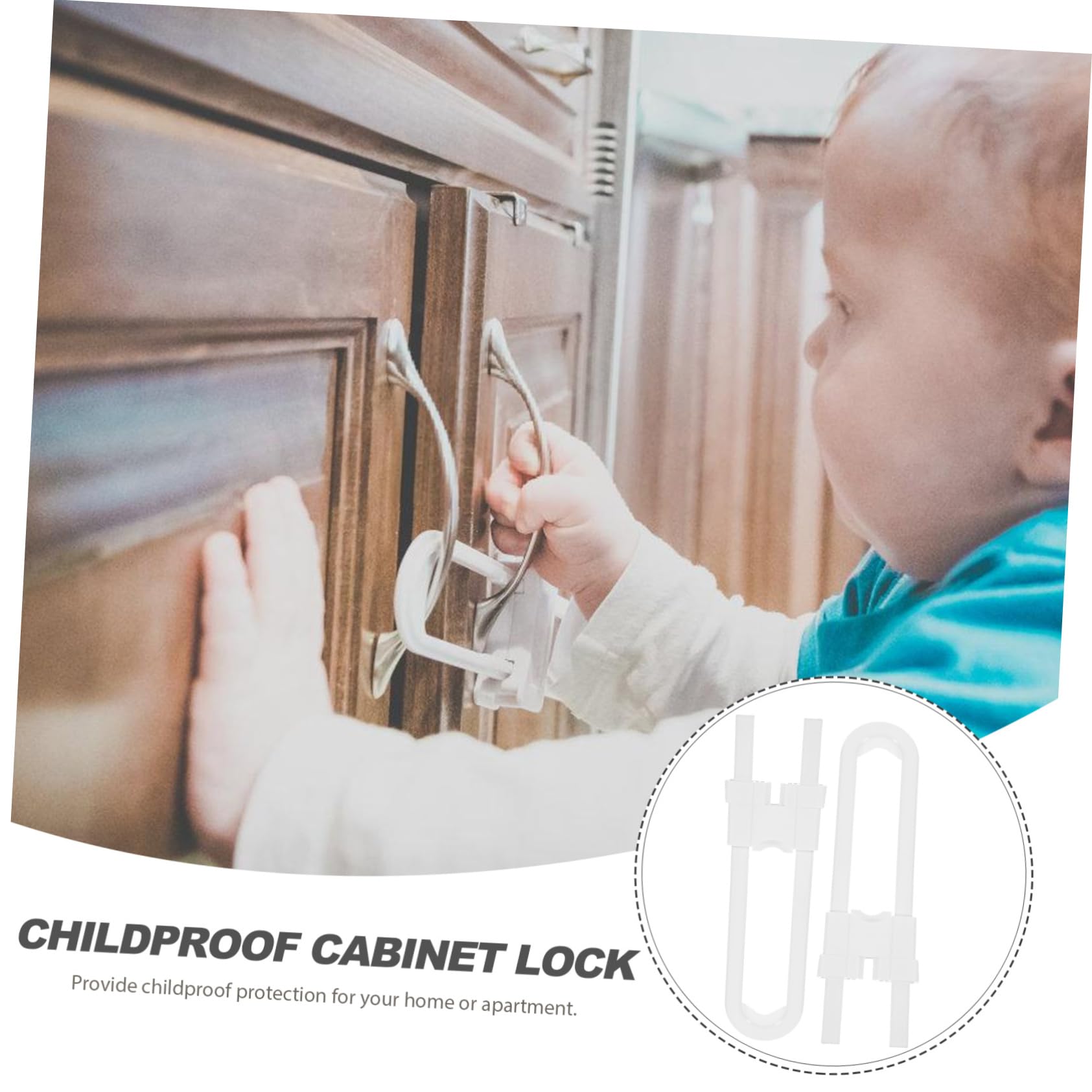 8-Piece Baby Safety Locks - Childproof Cabinet Latches for Sliding Doors & Drawers | U-Shaped Baby Proofing Locks for Kitchen, Bathroom & Nursery Safety (White) - Prevent Toddler Access to Hazardous Areas