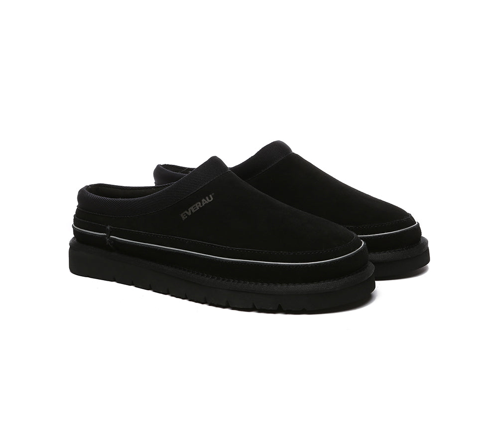 EVERAU® Men's UGG Slippers with Sheepskin Wool - Cozy Indoor/Outdoor House Shoes for Winter Comfort & Warmth - Perfect for Home, Office & Travel