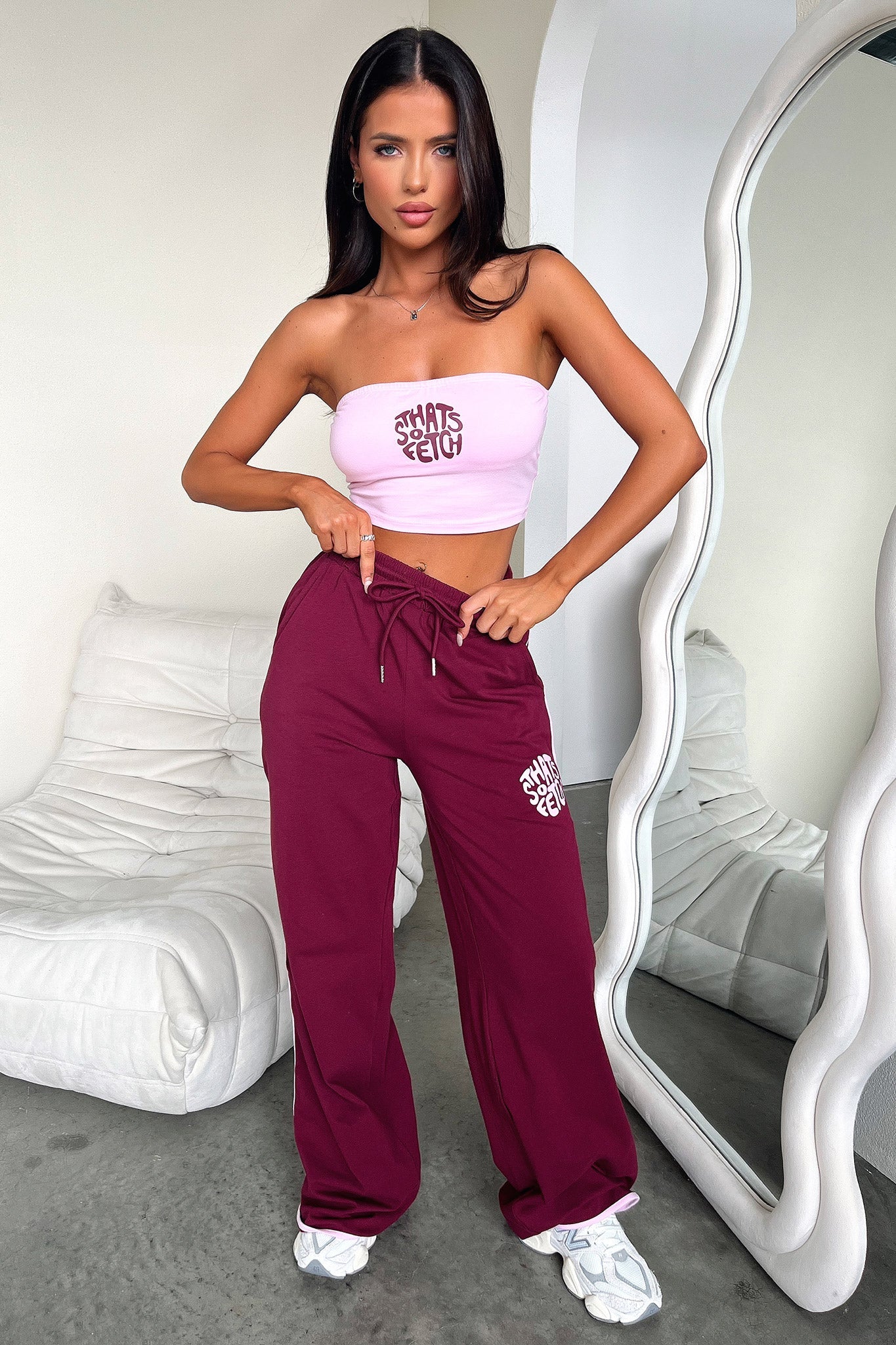 Beckham Wide Leg Pants for Women - Burgundy Red High Waisted Palazzo Trousers | Office Wear, Casual Outfits & Special Occasions