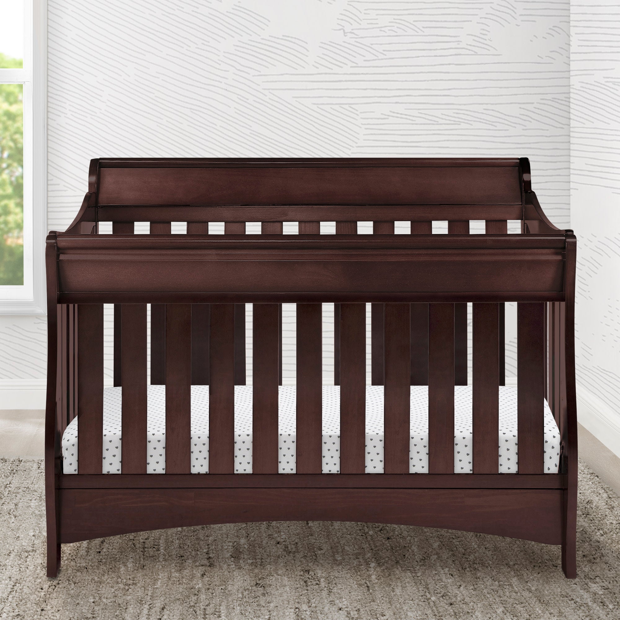 Bentley 'S' Series 4-in-1 Convertible Crib with Toddler Rail - Nursery Bed for Baby to Toddler Transition - Perfect for Modern Nurseries & Daycare Centers