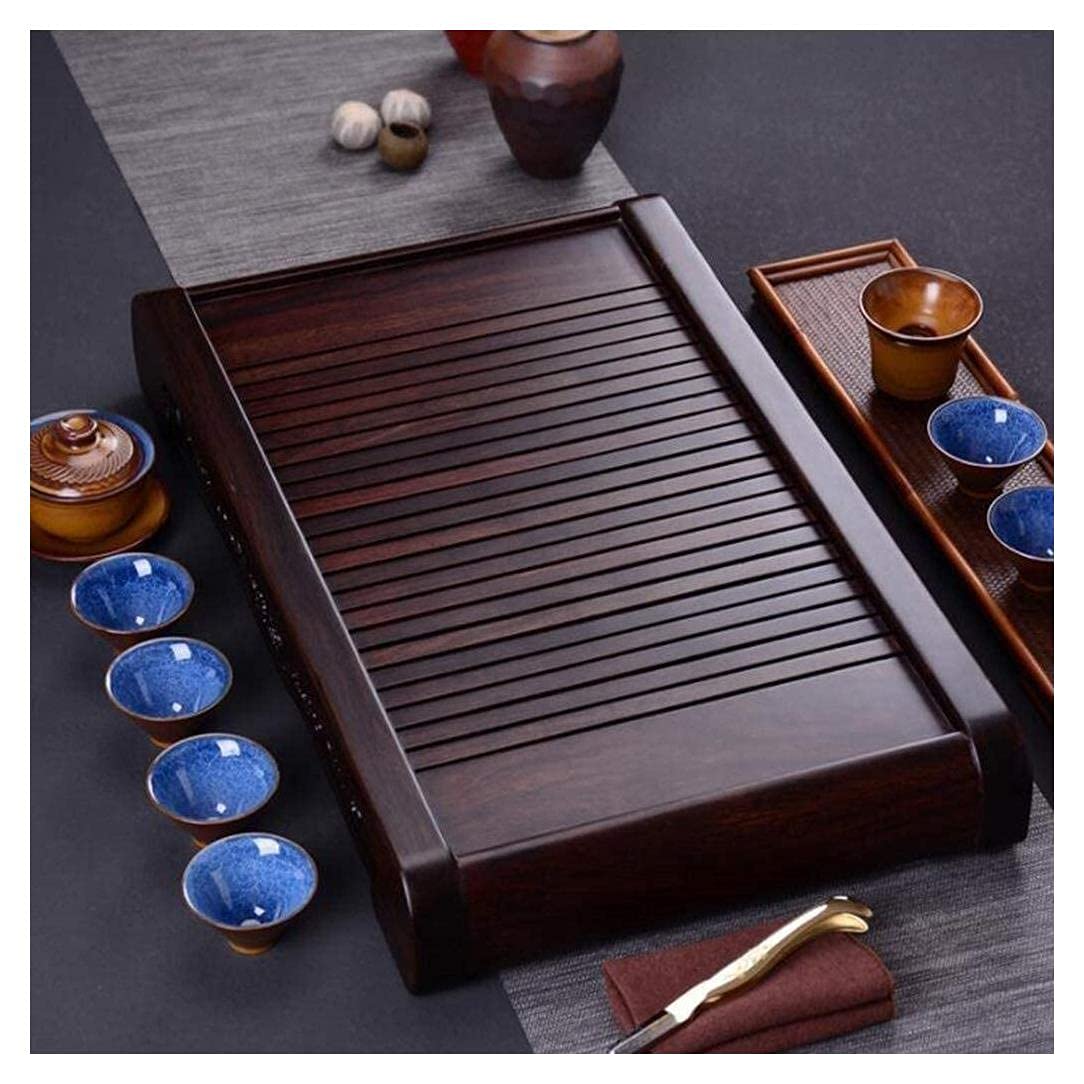 Premium Wooden Tea Tray with Drainage - 52x38cm Bamboo Tea Table for Chinese Gongfu Tea Ceremony, Home Office & Teahouse Use - Perfect for Serving Tea, Coffee & Snacks