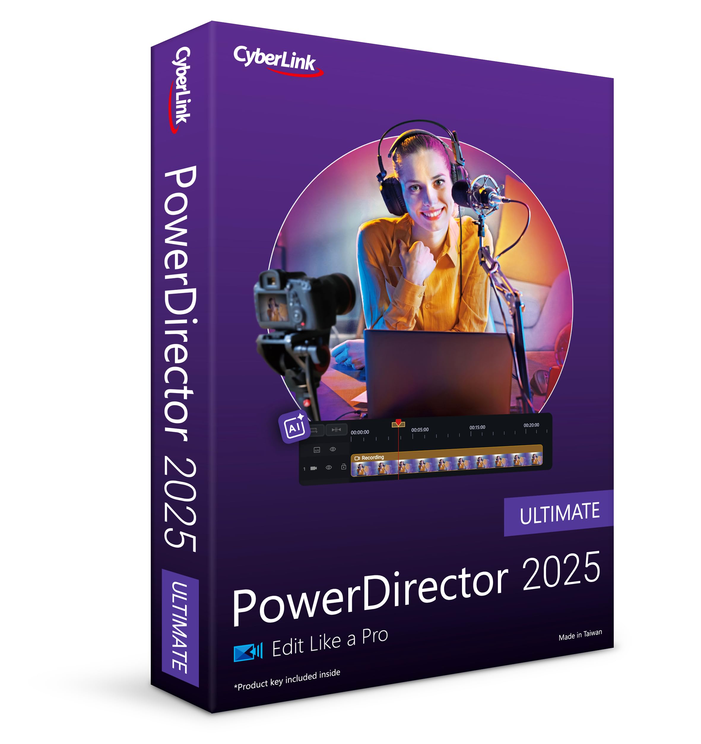 CyberLink PowerDirector 2025 Ultimate - Professional AI Video Editor for Windows with 4K Effects, Slideshow Maker & Screen Recorder | Download Code Included | Perfect for YouTube Creators, Vloggers & Video Professionals