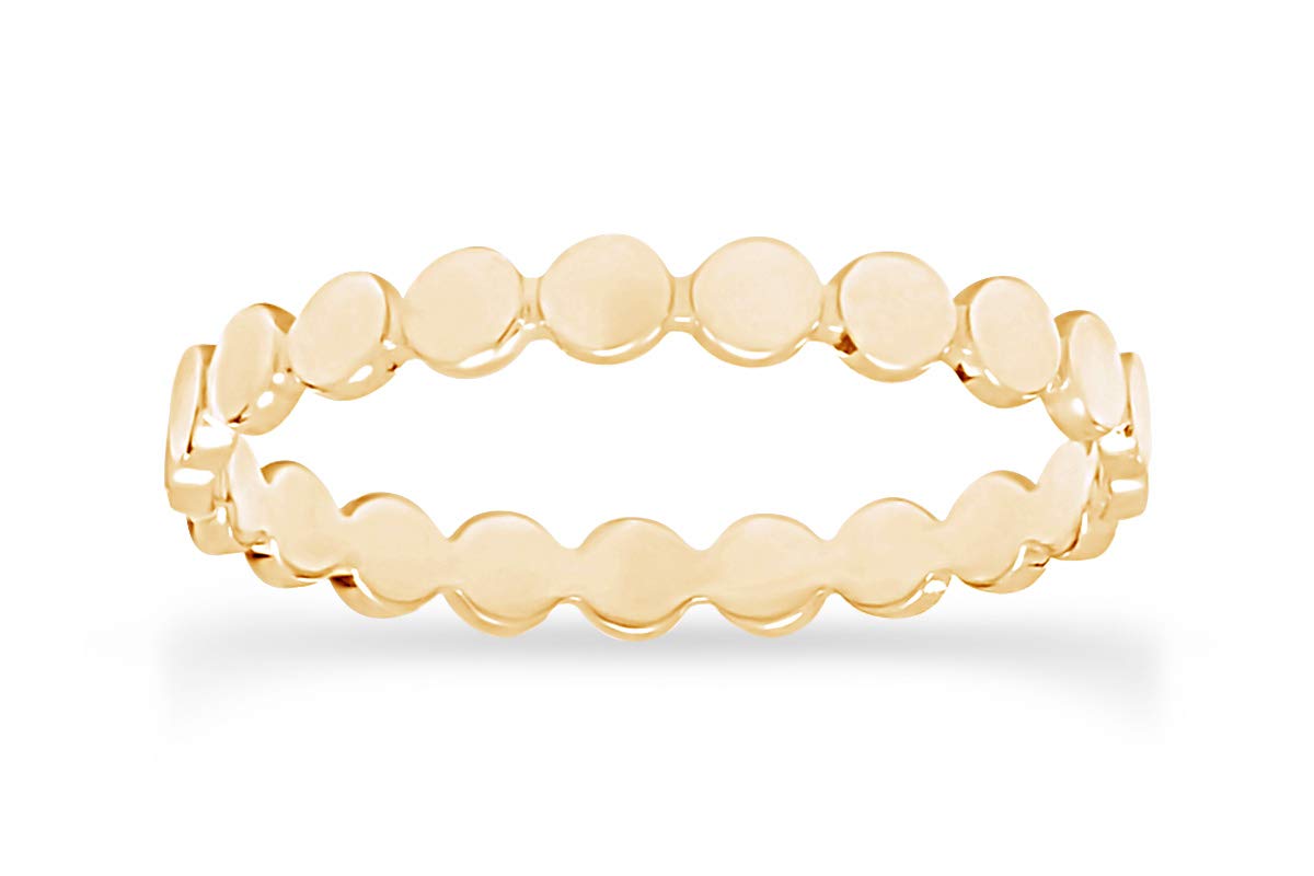 10k Gold AFFY Flat Beaded & Dotted Engagement Wedding Ring Band - Elegant Jewelry Gift for Women, Brides, Anniversaries & Special Occasions