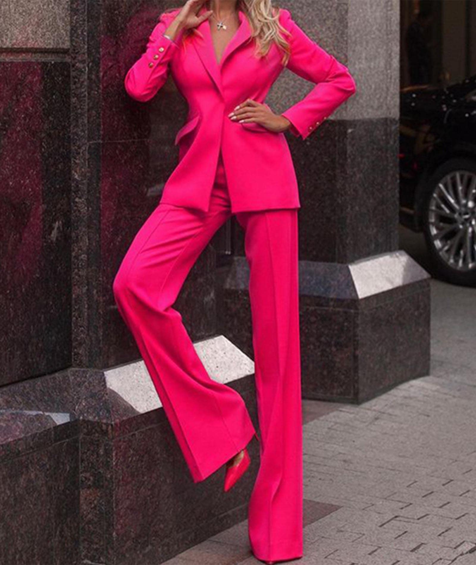 Stylish Women's Blazer Suit Set - Professional Two Piece Business Outfit with V-Neck Long Sleeve Jacket & Work Pants for Office Ladies | Perfect for Business Meetings, Job Interviews & Corporate Events