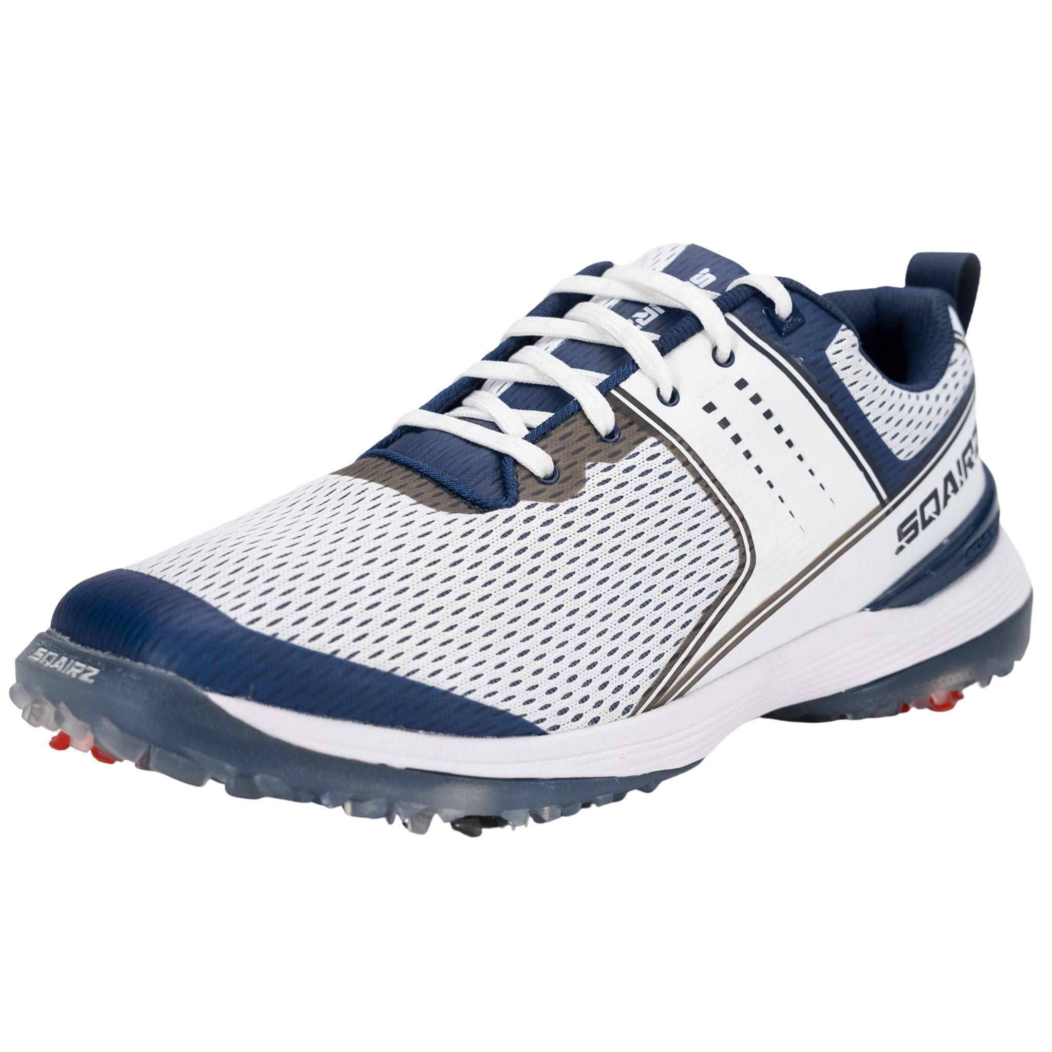 SQAIRZ Speed Mesh Men's Spiked Golf Shoes for Balance & Performance - Breathable & Replaceable Cleats - Ideal for Driving Range, Course Play & Walking 18 Holes