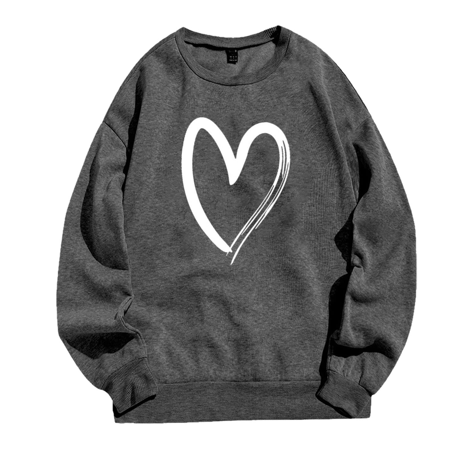 Women's Long Sleeve Tops Multipack - Soft Casual O-Neck Sweatshirts with Heart Print, Warm Winter Shirts for Ladies, Loose Fit Fashion Tops | Perfect for Everyday Wear, Office, Dating & Weekend Outfits