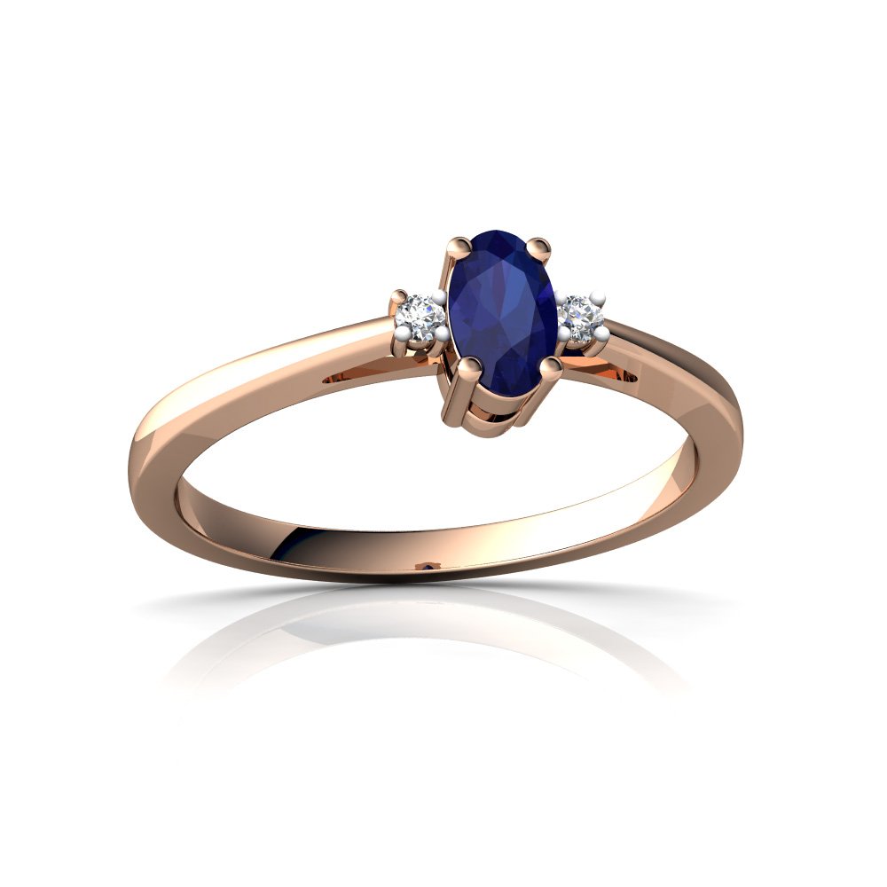 14Kt Gold Oval Lab Sapphire and Diamond Ring - 5x3mm Petite Size for Women, Perfect for Engagement, Wedding, Anniversary & Everyday Elegance
