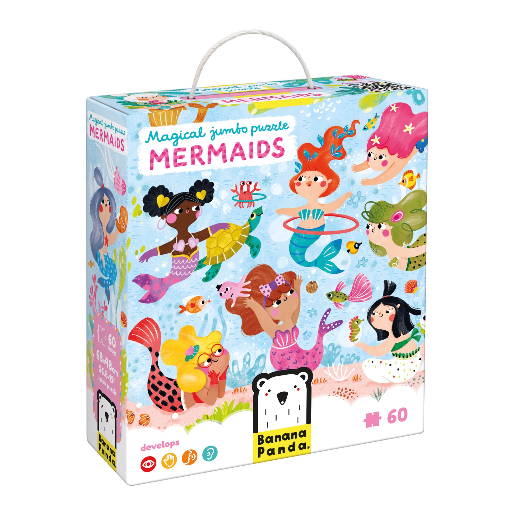 Banana Panda Magical Jumbo Puzzle - Mermaids 60 Piece Jigsaw Puzzle for Kids Ages 4-8 | Fun Learning Activity for Preschoolers & Birthday Gifts | Perfect for Family Game Night & Indoor Playtime