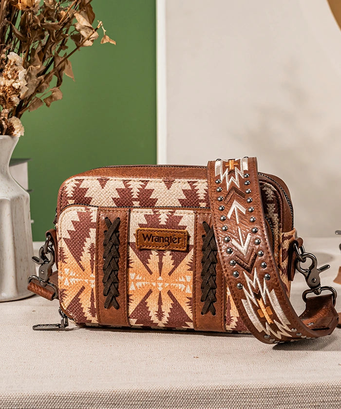 Wrangler Aztec Printed Crossbody Purse - Stylish Boho Shoulder Bag for Women | Perfect for Travel, Shopping & Everyday Use