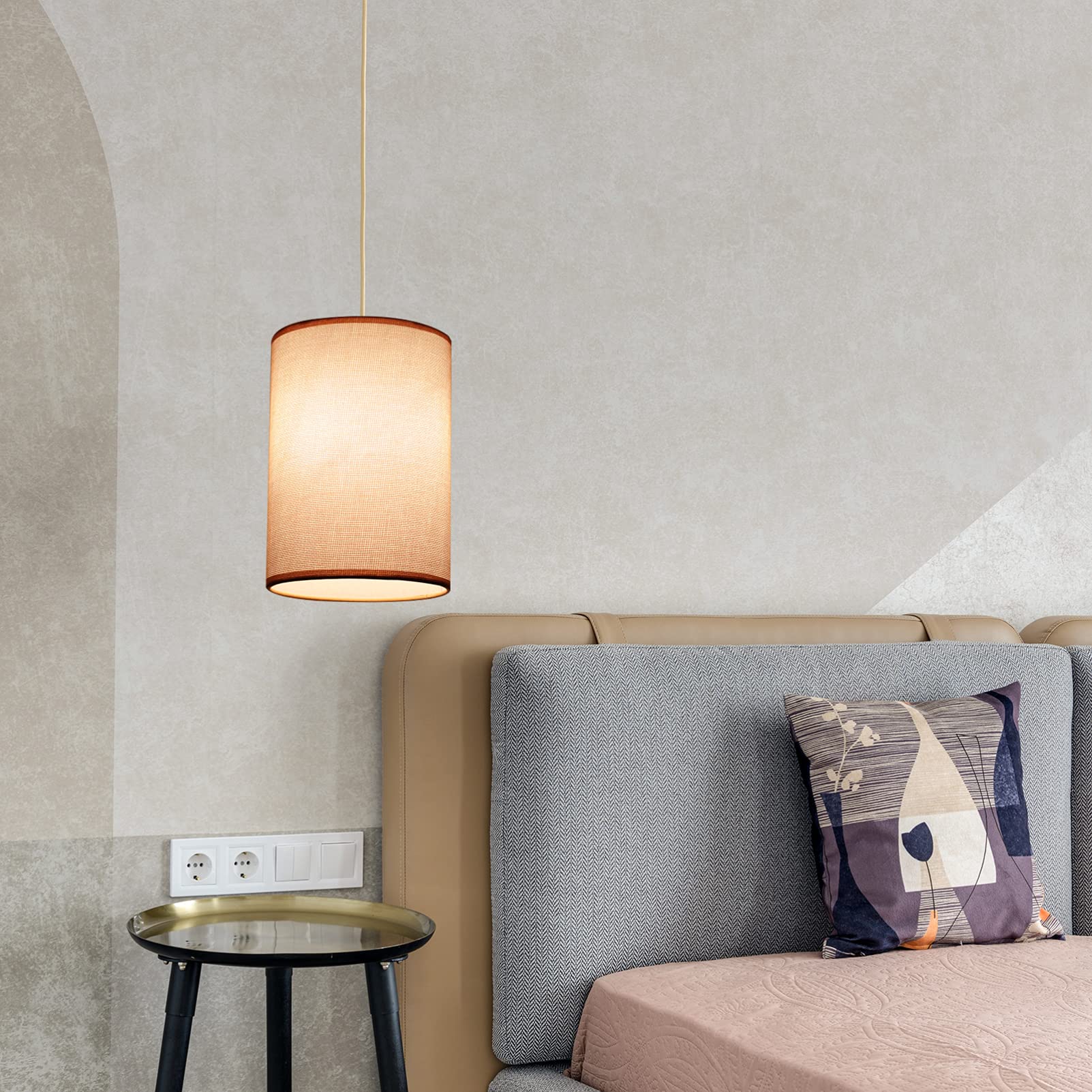 Uonlytech Small Cylinder Lamp Shade - 1Pc E27 Linen Drum Light Cover, Beige Cloth Lampshade for Table & Floor Lamps - Perfect for Bedroom, Living Room & Office Decor