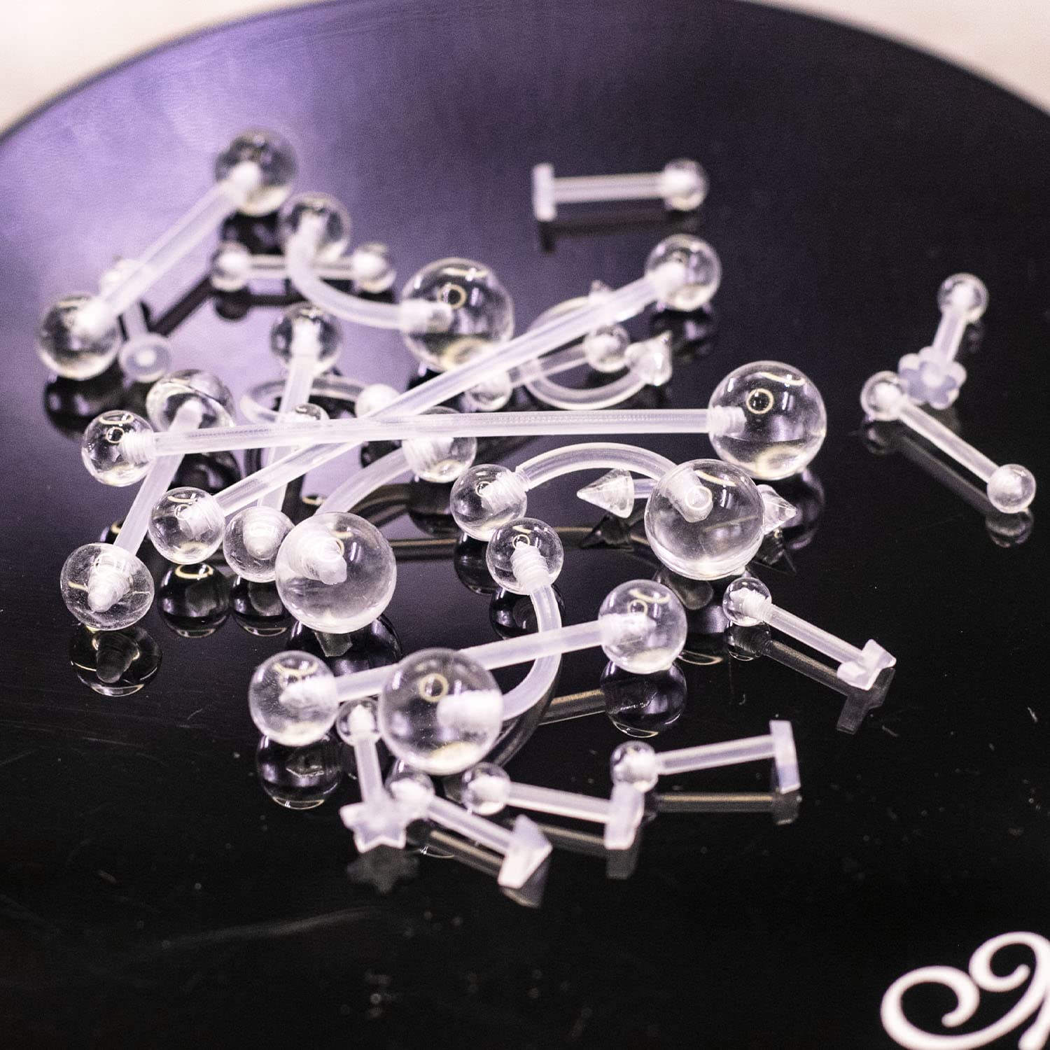 VERAMI Clear Plastic Piercing Retainers - Bioflex Nose, Belly, Septum Rings for Surgery & Healing - Women & Men