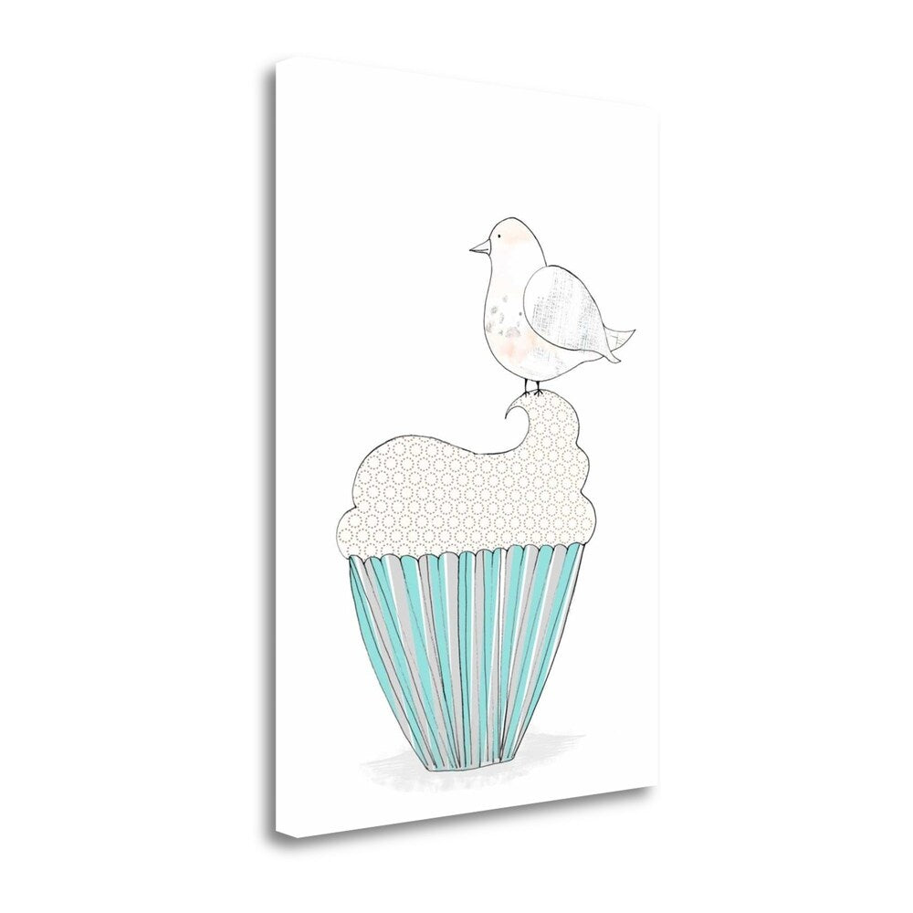 Bird On A Cupcake Fine Art Giclee Print by Sarah Ogren - Gallery Wrapped Canvas Wall Art Ready to Hang - Perfect for Home Decor, Office & Gift Giving