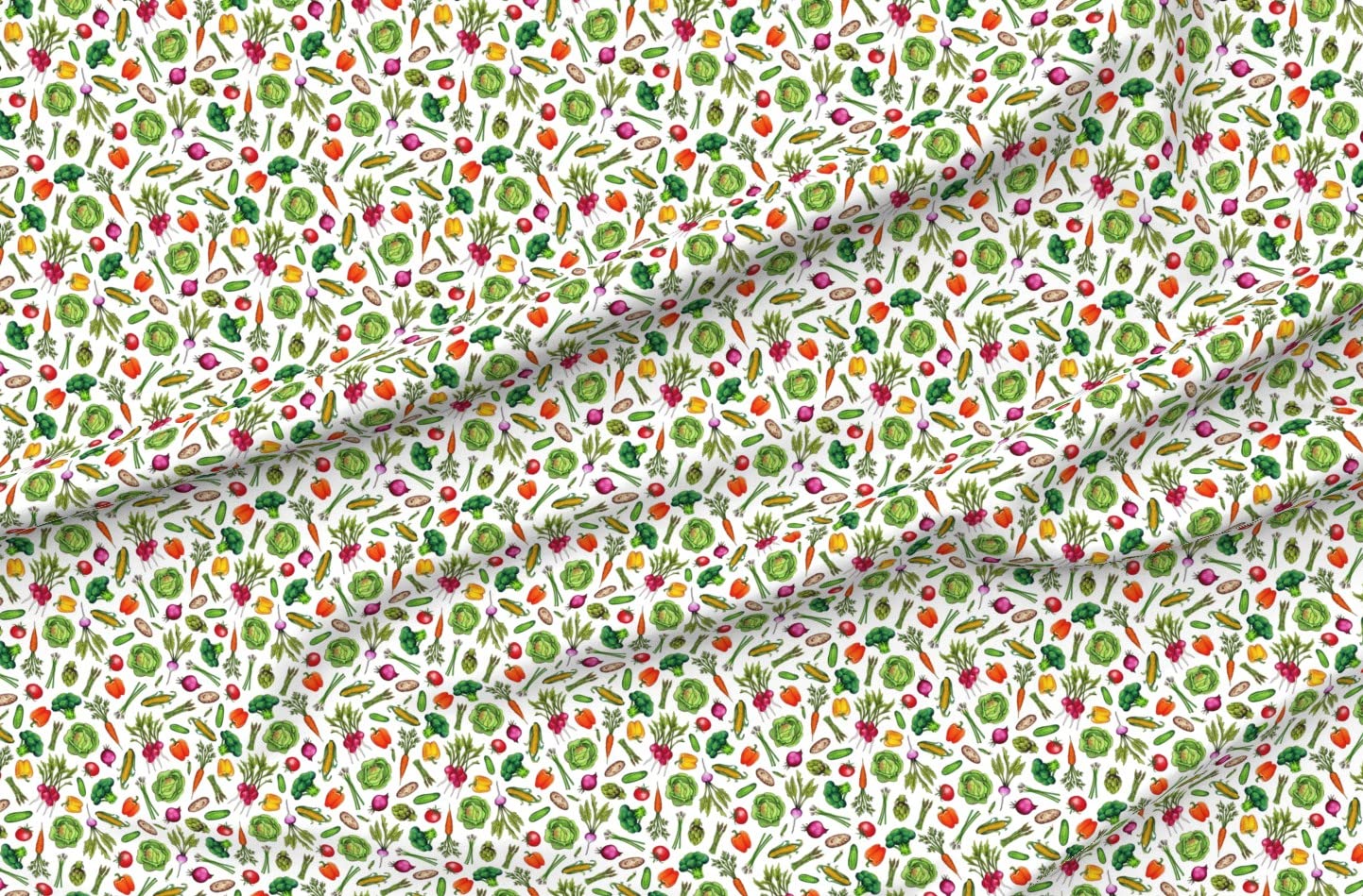 Spring Vegetable Garden Colorful Ditsy Veggies Printed Cotton Fabric by The Yard - Perfect for Sewing, Quilting, Apparel, Crafts & Home Decor - Kitchen & Gardening Themed DIY Projects
