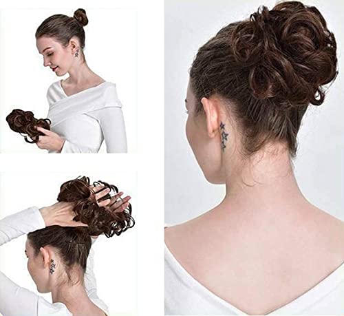 Trendy 2-Pack Bun Hair Pieces & Scrunchies Ponytail Extensions for Women & Girls - Soft Brown Hair Accessories for Work, Gym & Everyday Styling