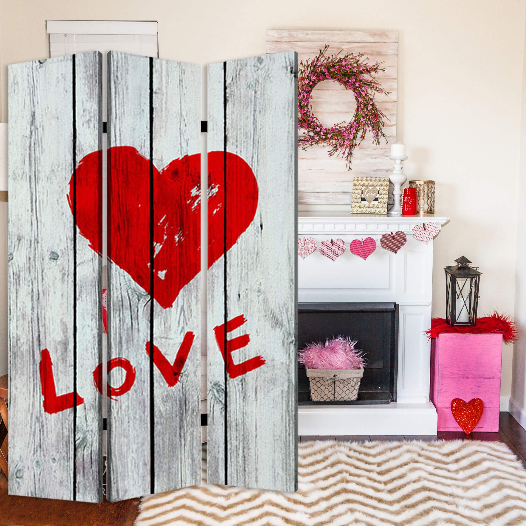 Valentine's Day Room Divider Screen - Decorative Folding Partition for Home, Office & Events | Perfect for Romantic Decor, Privacy & Space Division