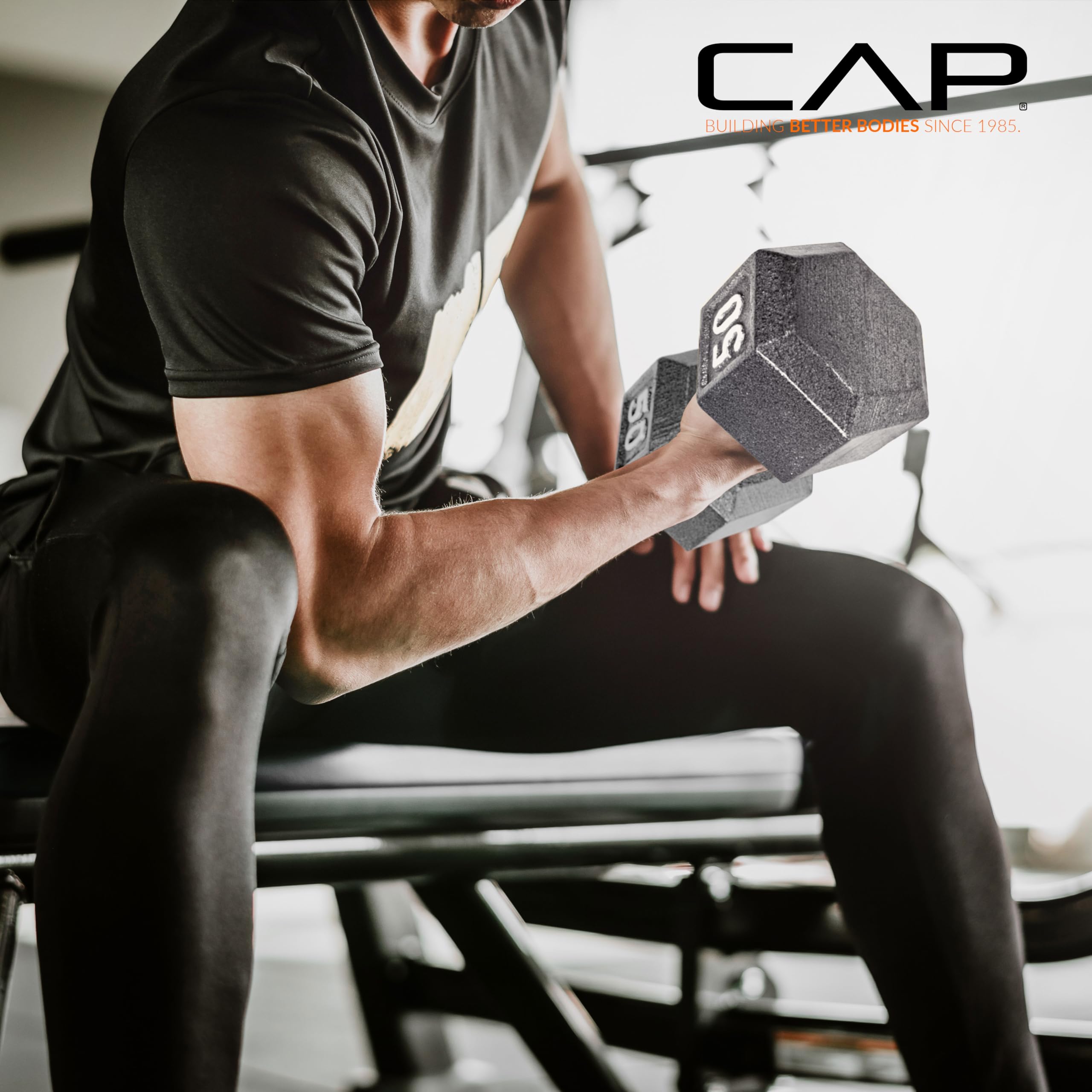 CAP Barbell Cast Iron Hex Dumbbell Set - 5-50 lbs Weight Options for Home Gym, Strength Training & Workouts