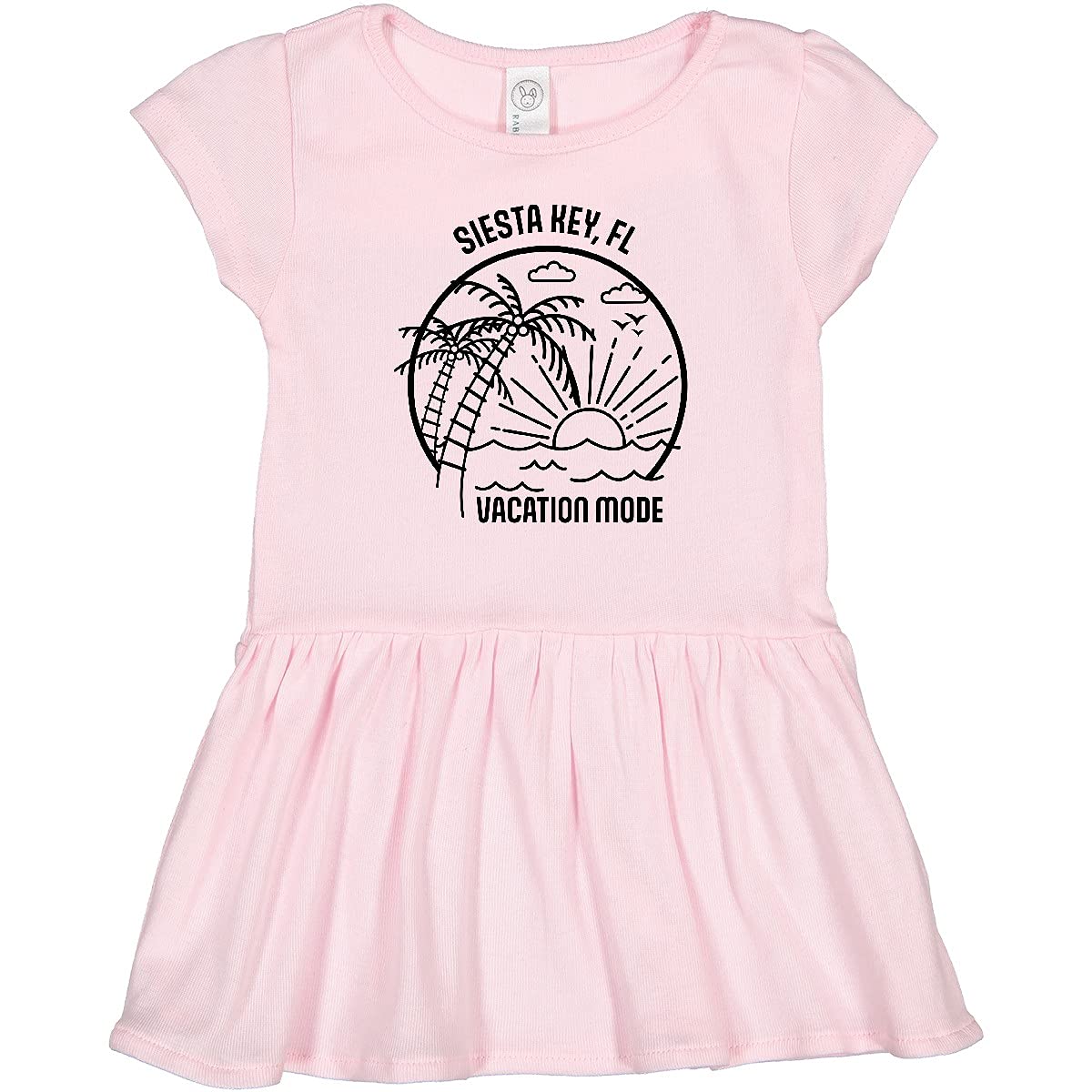 Inktastic Summer Vacation Mode Siesta Key Beach Florida Toddler Dress - Cute Floral Print Girls' Sundress for Beach Outings, Family Vacations & Summer Playdates