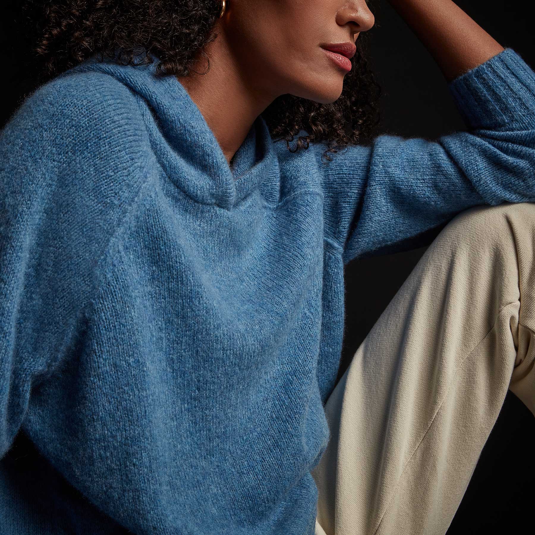 Premium Lightweight Cashmere Hoodie for Women & Men - Soft Blue Raspberry Pullover Sweatshirt - Cozy Winter Loungewear & Casual Outfit Essential