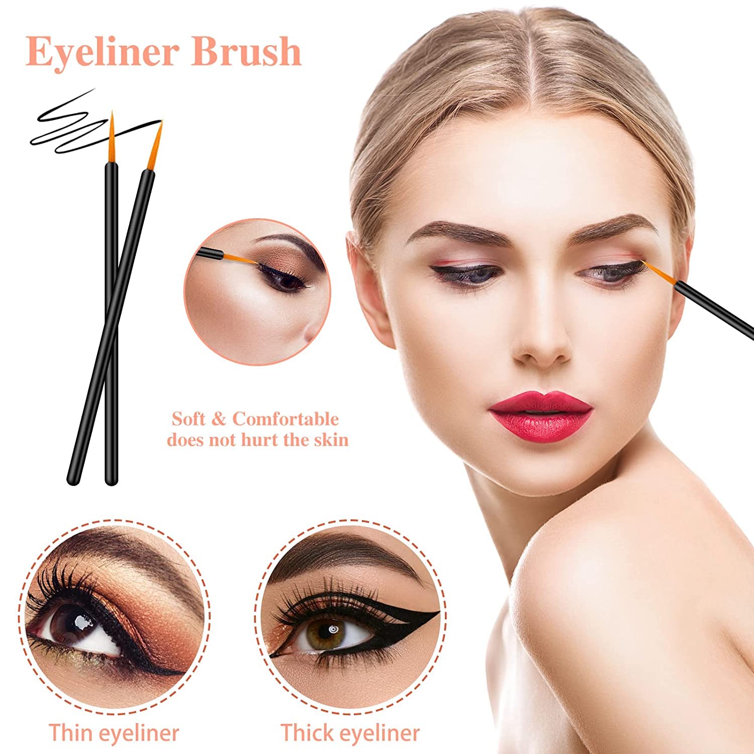 50 PCS Professional Makeup Brush Set - 10 Eyeliner Brushes, 20 Mascara Wands, 20 Lipstick Applicators | Essential Makeup Artist Tools Kit for Beauty Salon, Home & Travel | Perfect for Makeup Application, Touch-ups & On-the-Go Beauty