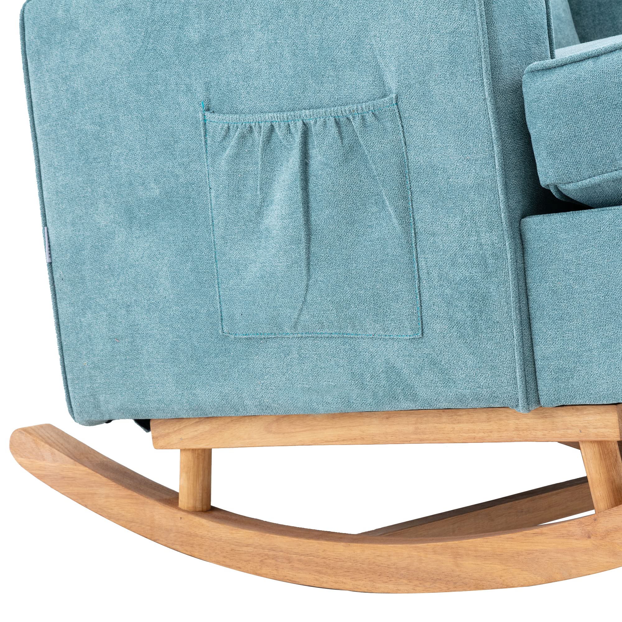 Bellemave Mid Century Modern Accent Chair - Mint Green Upholstered Rocking Chair with Solid Wood Base for Living Room, Nursery & Baby Room | Oversized Wingback Armchair for Relaxing, Nursing & Decor