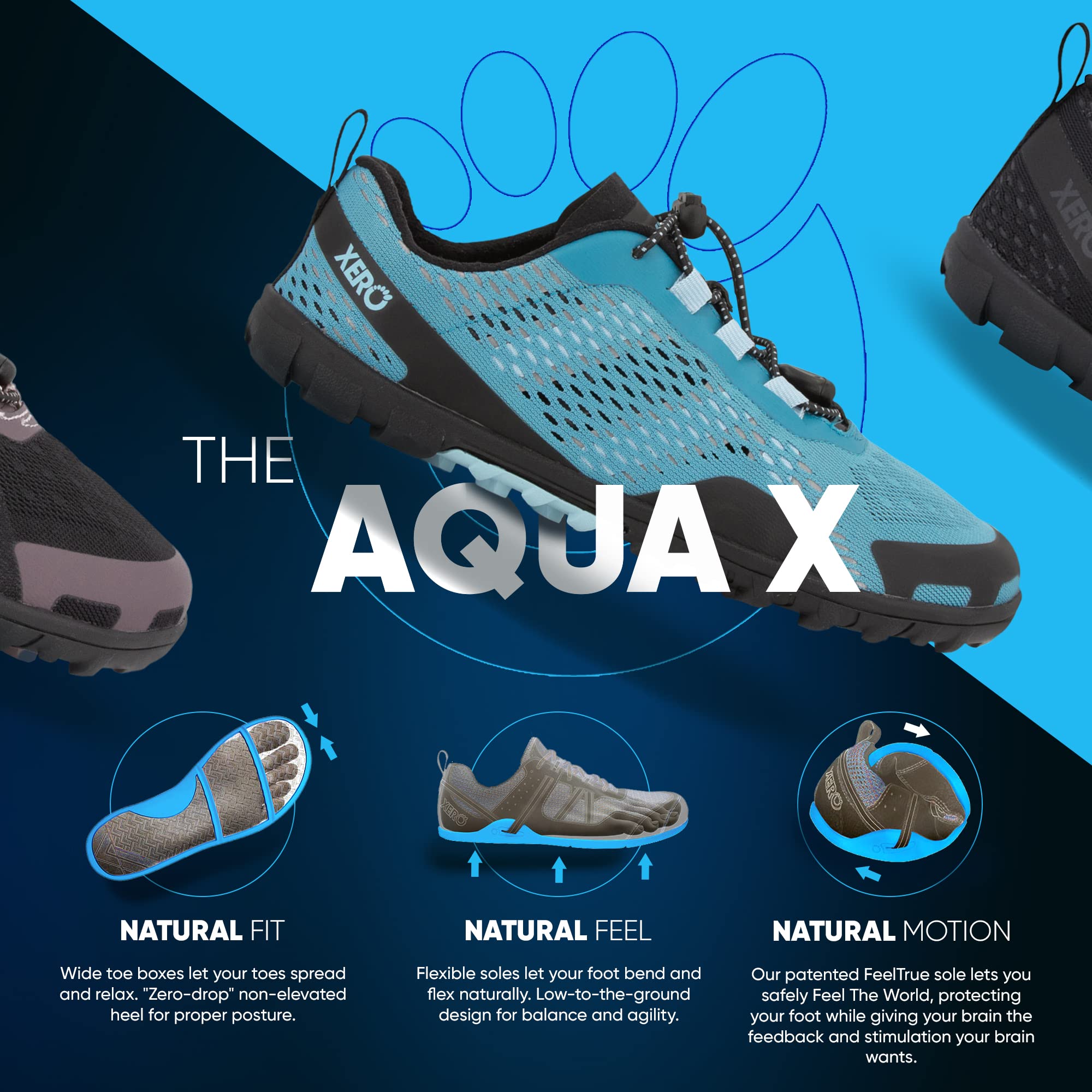 Xero Shoes Barefoot Water Shoes for Women - Aqua X Sport Minimalist Water Shoes with Wide Toe Box & Zero Drop Heel | Perfect for Beach, Hiking, Running, Swimming & Water Sports | Lightweight Quick-Dry Barefoot Shoes for Active Women
