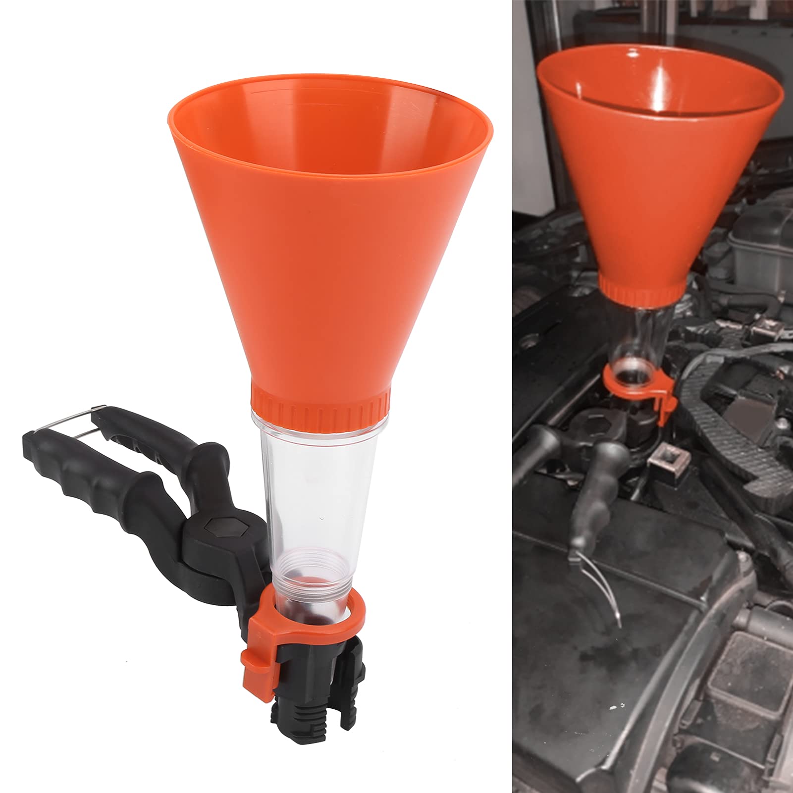 Akozon Oil Funnel Kit - ABS Fuel Funnel with Adjustable Clamp & Multi-Size Adapters for Car, Motorcycle, Lawn Mower - Durable Leak-Proof Oil Transfer Solution (1-Pack)