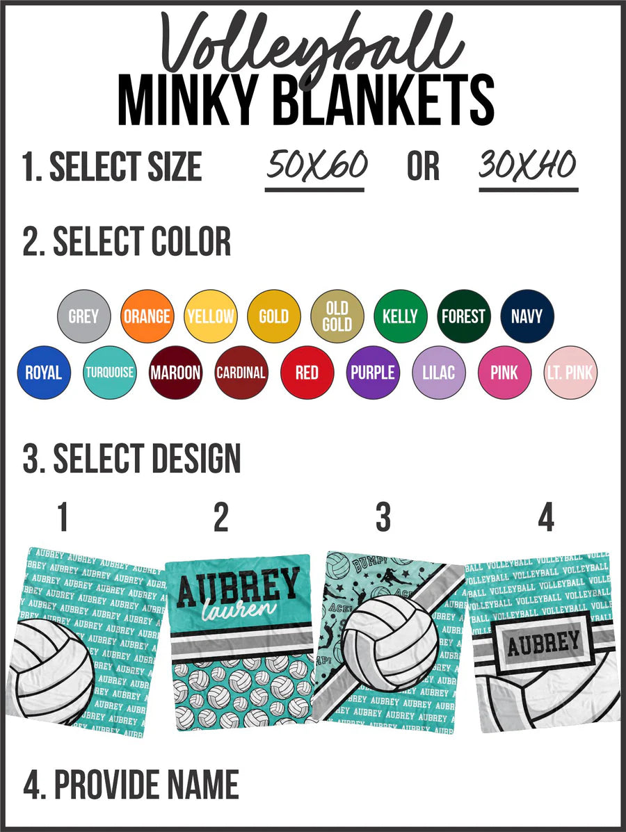 Custom Volleyball Minky Blanket - Soft & Cozy Personalized Throw for Sports Fans, Gifts, Bedroom & Game Day Decor