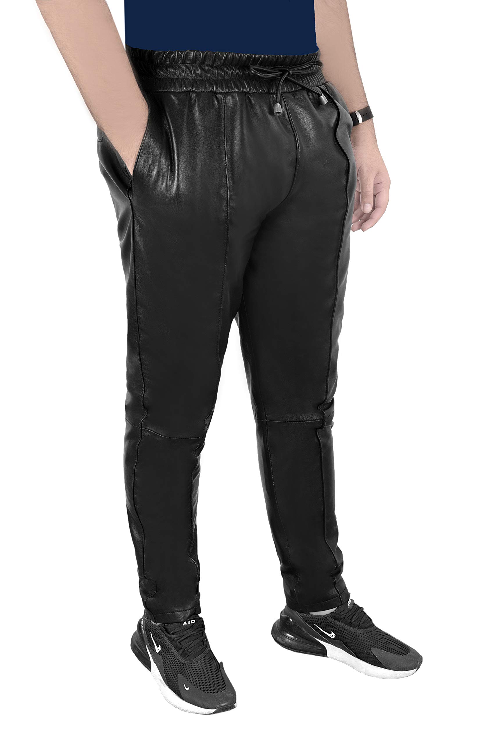 Premium Men's Slim Fit Jogger Pants - Soft Lambskin Leather Jogging Bottoms for Casual & Athletic Wear | Style 1073 | Perfect for Gym, Lounge & Street Fashion