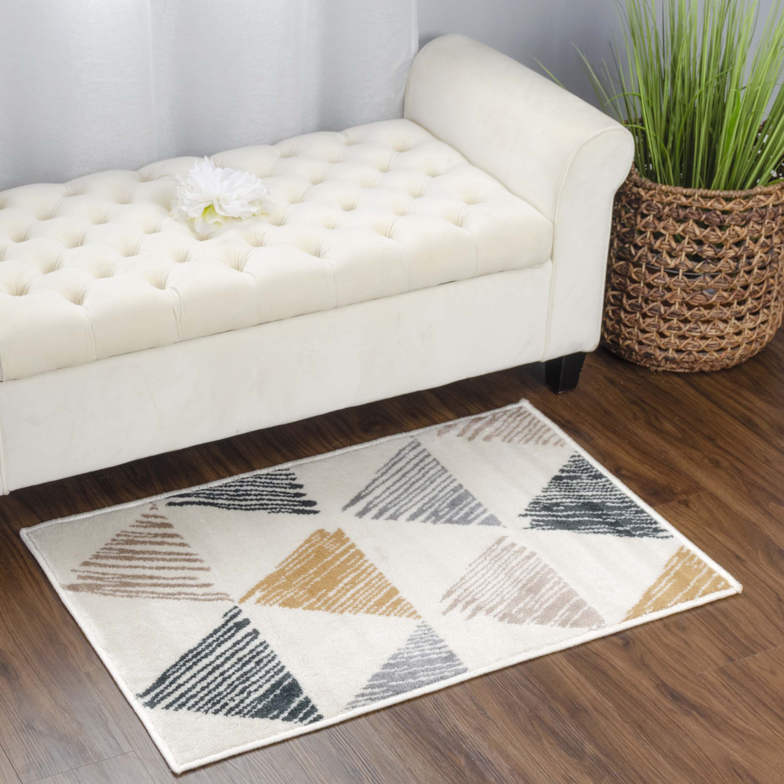 Adrija Modern Geometric Indoor Area Rug, Runner Rug & Door Mat - Non-Slip, Soft & Durable for Living Room, Bedroom, Hallway & Entryway Decor