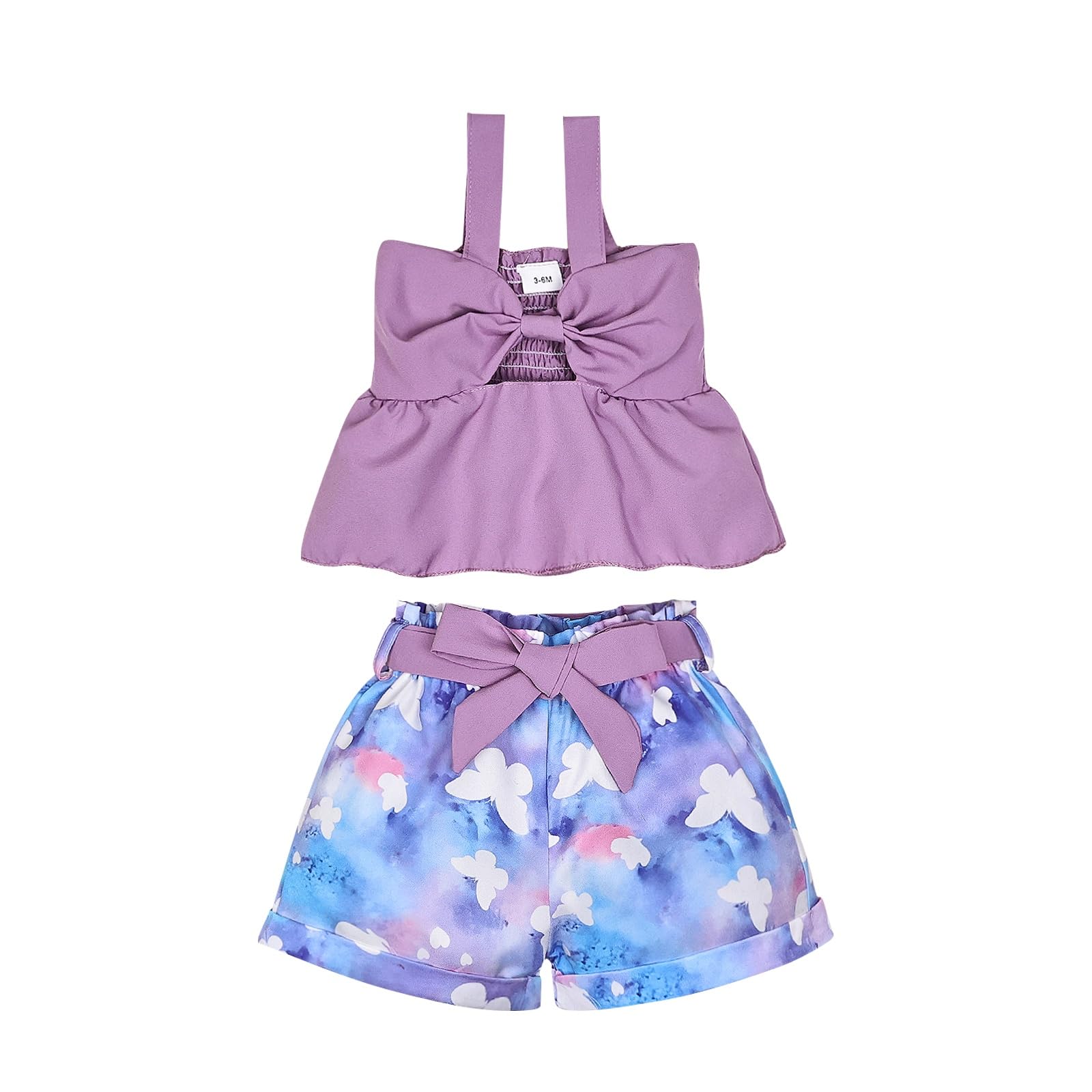 **Adorable Baby Girl Summer Outfits - Bow Strap Tank Top & Shorts Set (3 Months-4 Years) | Perfect for Playdates, Beach Trips & Family Photos**