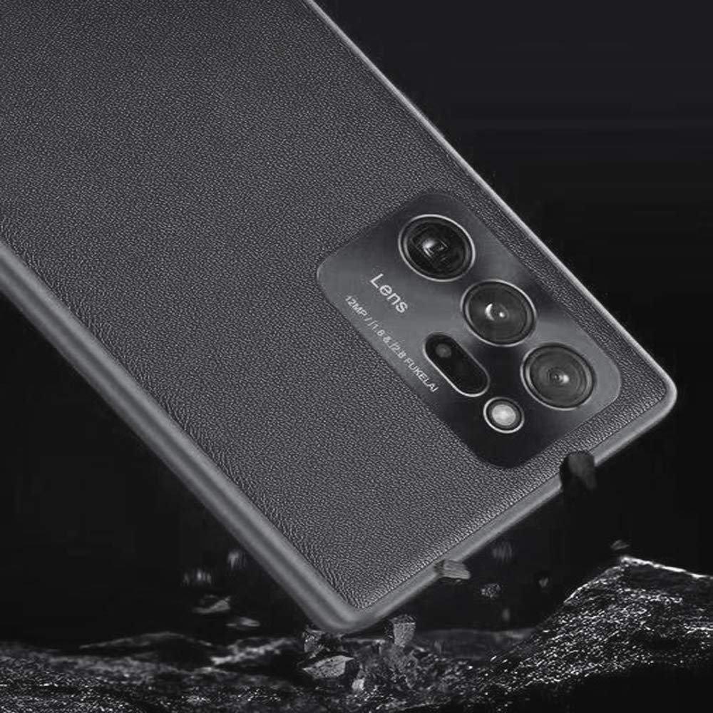 Premium Leather Case for Samsung Galaxy Note 20 Ultra - Slim Protective Cover with Full Metal Lens Back Design (Black) | Perfect for Business Professionals & Everyday Use