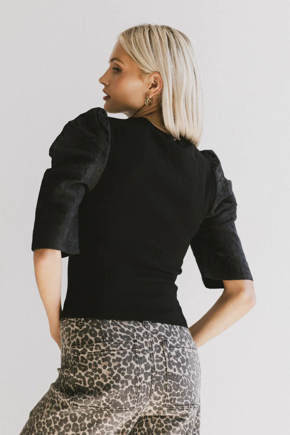 Andrea Black Mixed Media Blouse - Stylish & Comfortable Women's Top for Work, Parties & Casual Outings