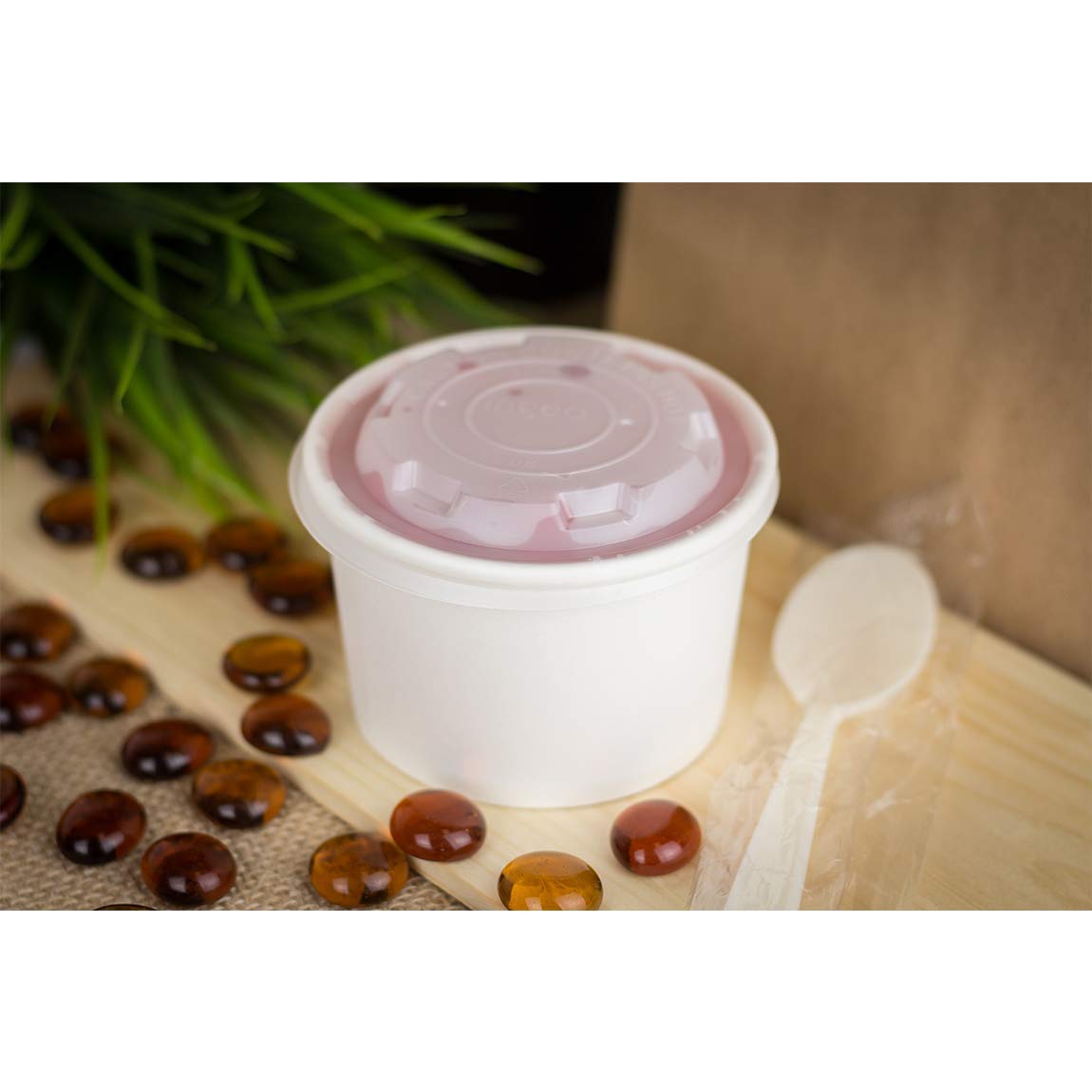 Karat Earth KE-KDP8W 8oz White Paper Food Containers - 1000 Pack | Eco-Friendly Disposable Takeout Boxes for Restaurants, Catering & Parties
